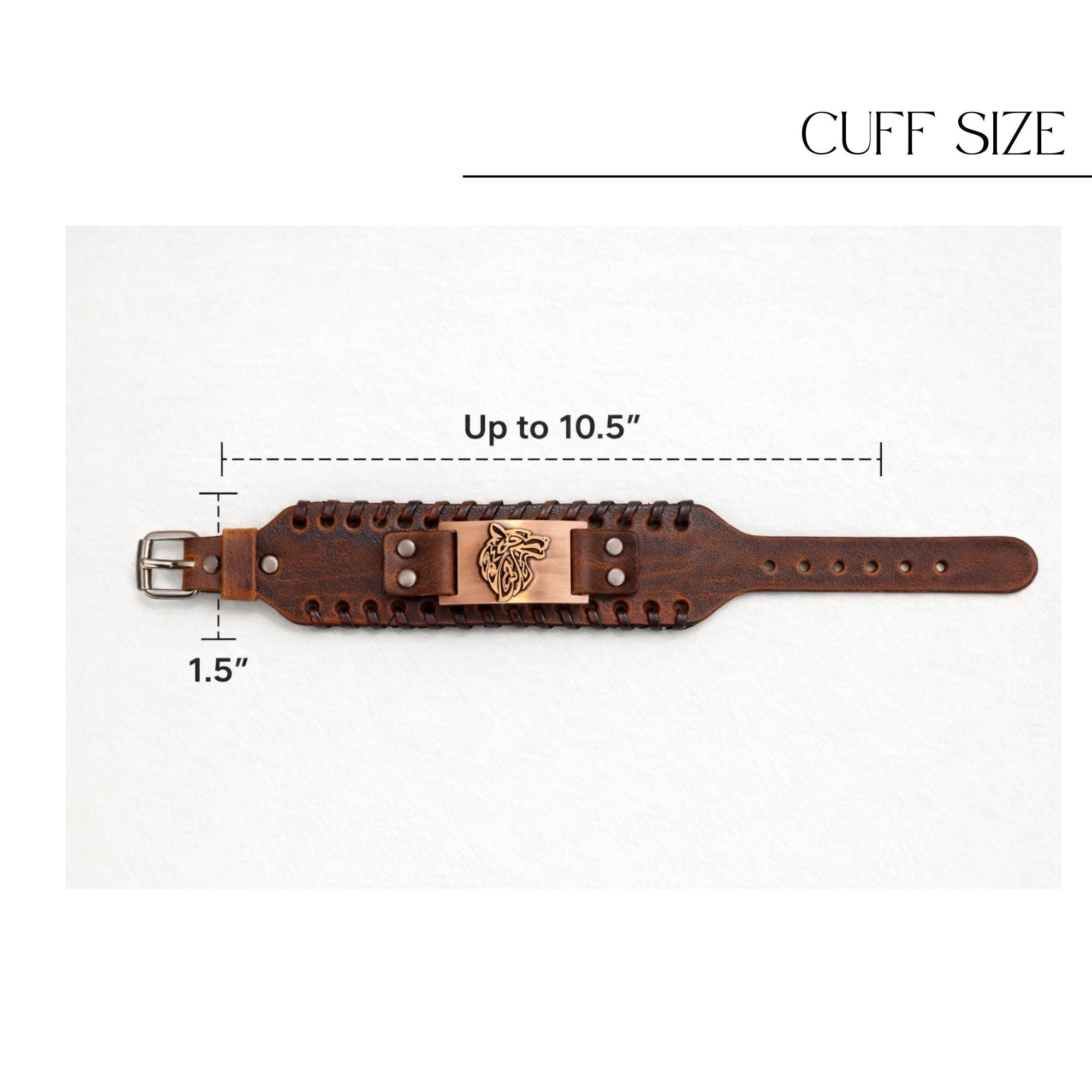 Viking Bracelet - Men’s Viking Leather Cuff Bracelet with Norse Compass, Medieval Warrior Wristband