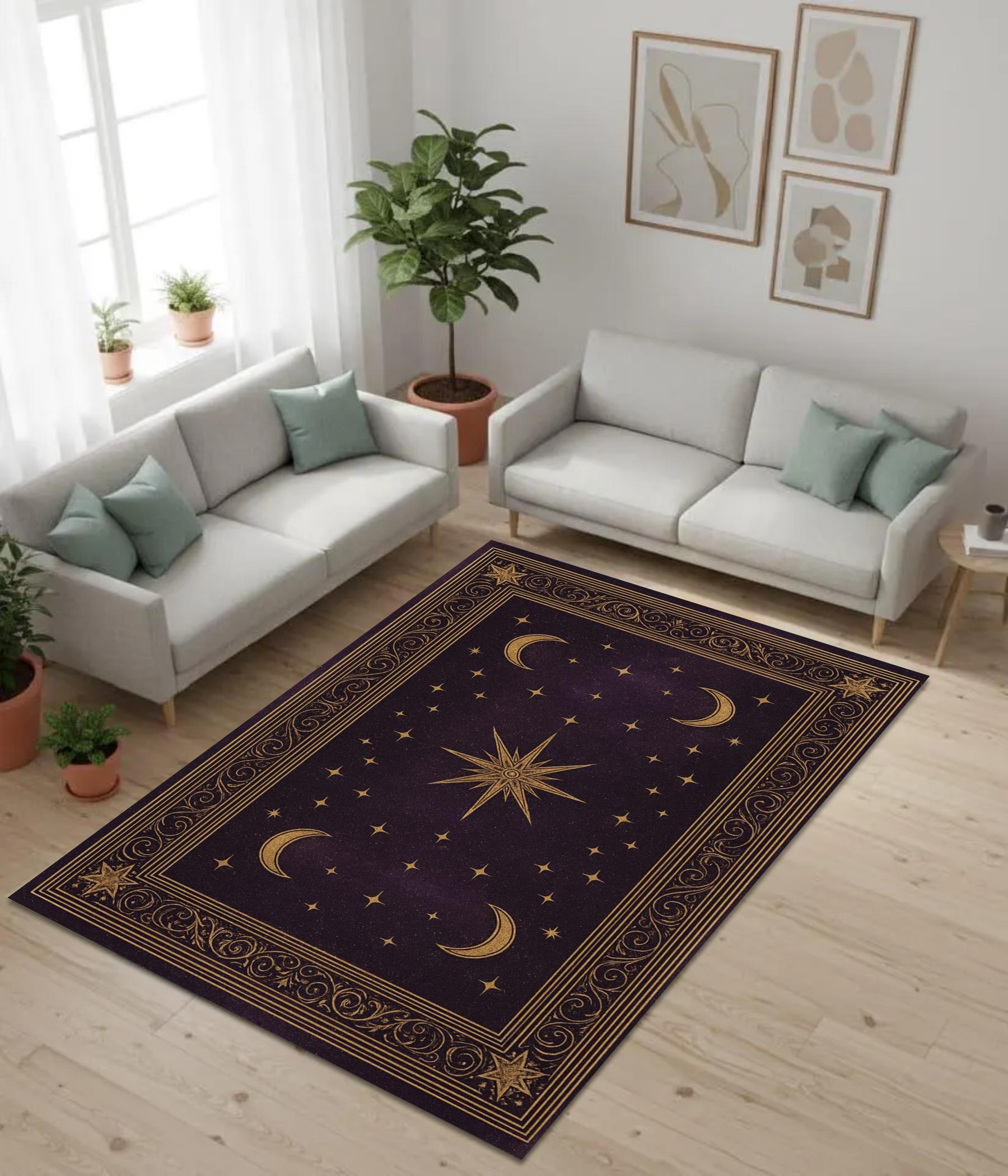 Viking Wolf Rug - Celtic Wolf Knot Rug Viking Nordic Symbol Art Carpet Dark Mythic Tribal Decor