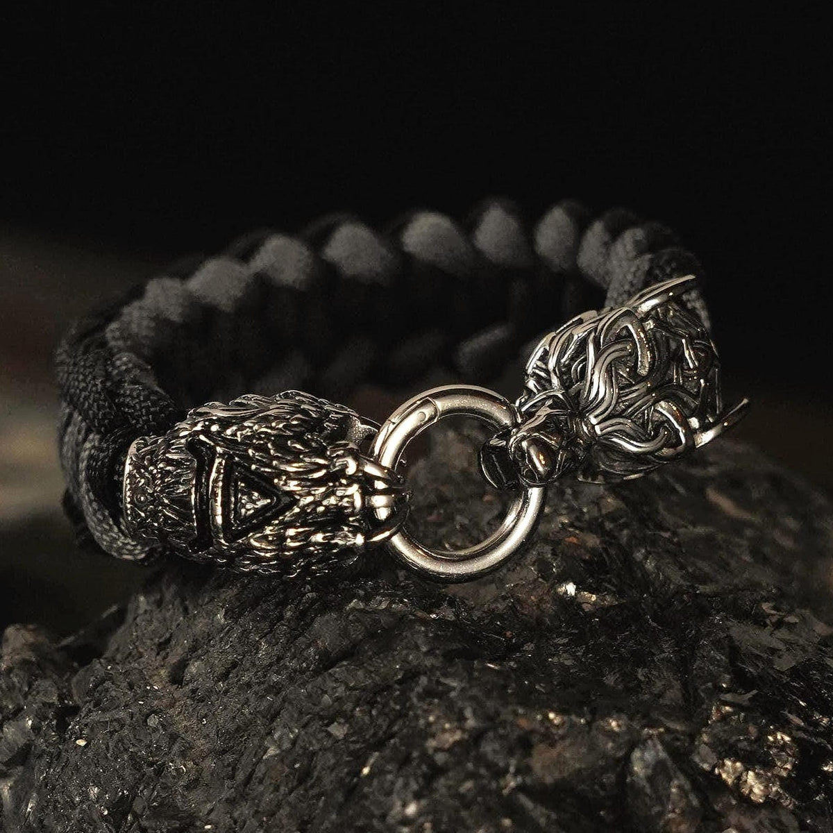 Viking Wolf Bracelet - Sterling Silver Viking Wolf Bracelet with Runes – Nordic Mythology Jewelry
