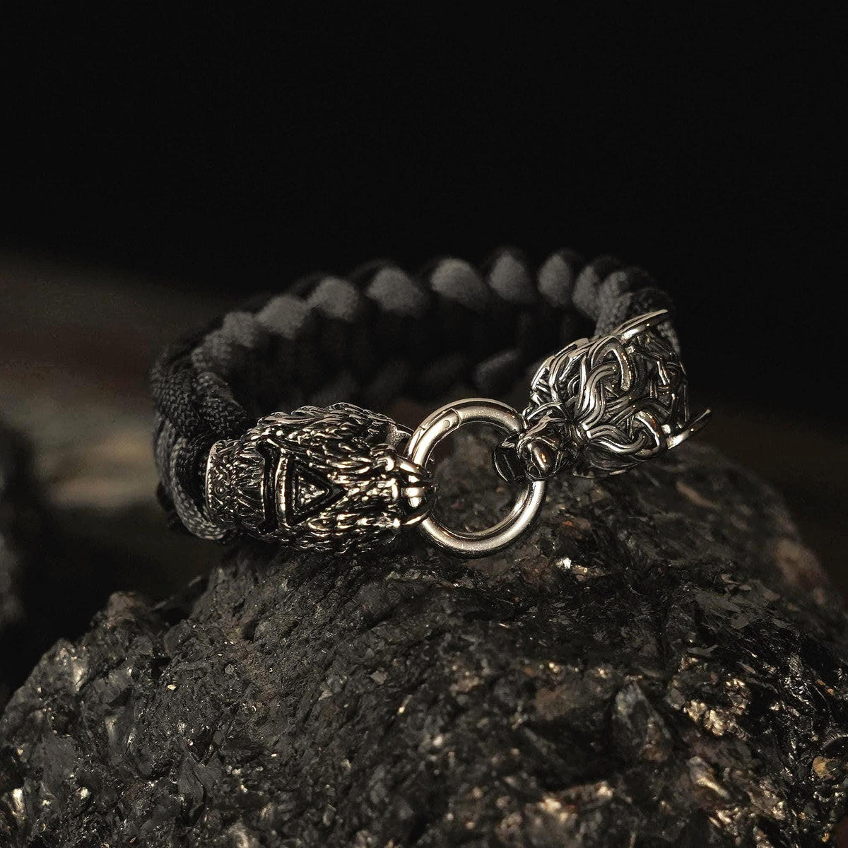 Viking Necklace - Braided Leather Dragon Necklace – Viking Necklace with Silver Dragon End Caps