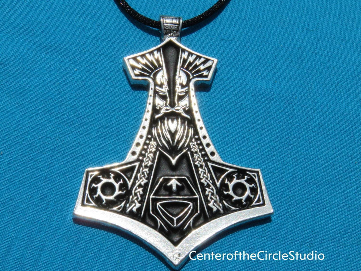 Viking Thor's Hammer Necklace - Viking Stainless Steel Hammer Pendant Necklace, Wolf Head Norse