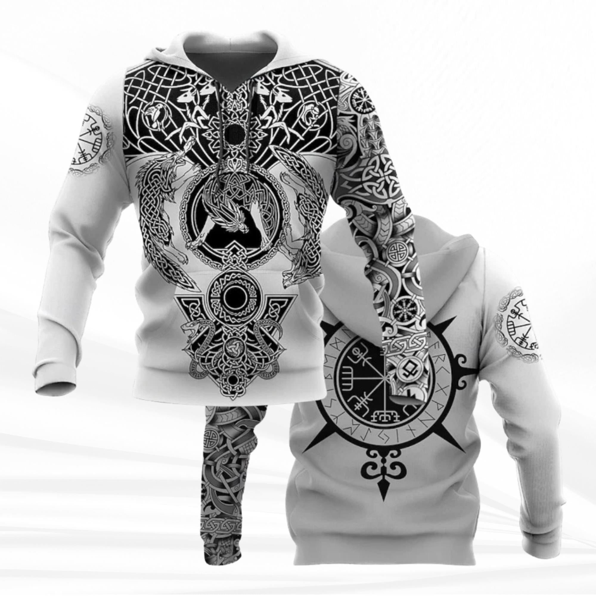 Viking Hoodie - Viking Armor Hoodie Norse Celtic Knot Warrior Zip Up Sweatshirt 3D All Over Print