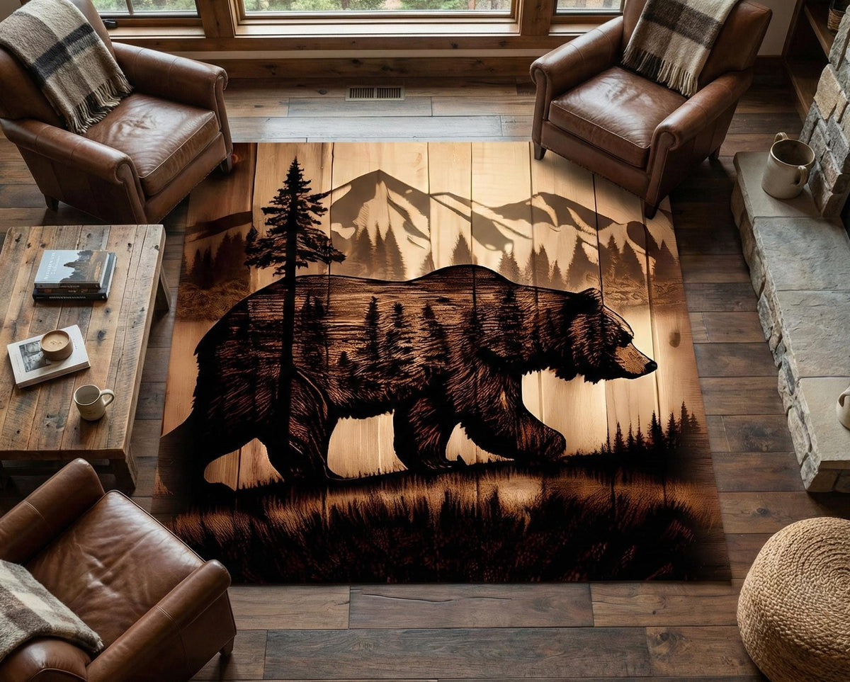 Viking Wolf Rug - Nordic Wolf Round Rug, Viking Wolf Area Rug, Celtic Knot Forest Decor, Mountain