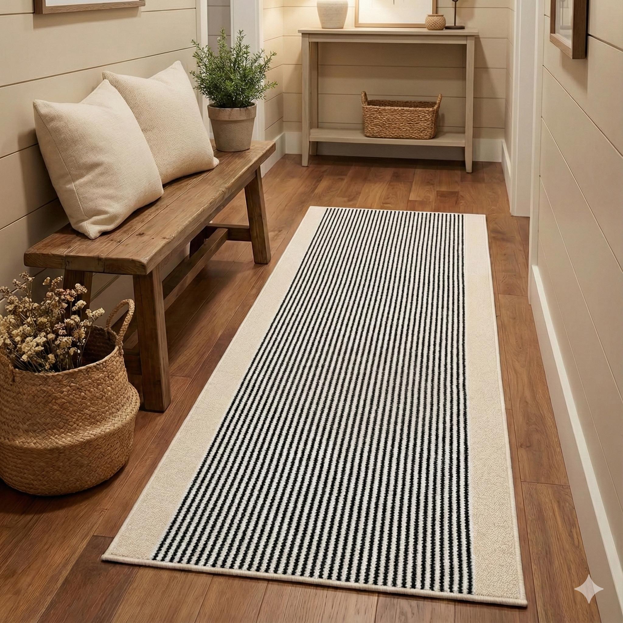 Viking Rune Rug - Viking Rune Runner Rug, Norse Longship Hallway Rug, Celtic Knot Nordic Decor
