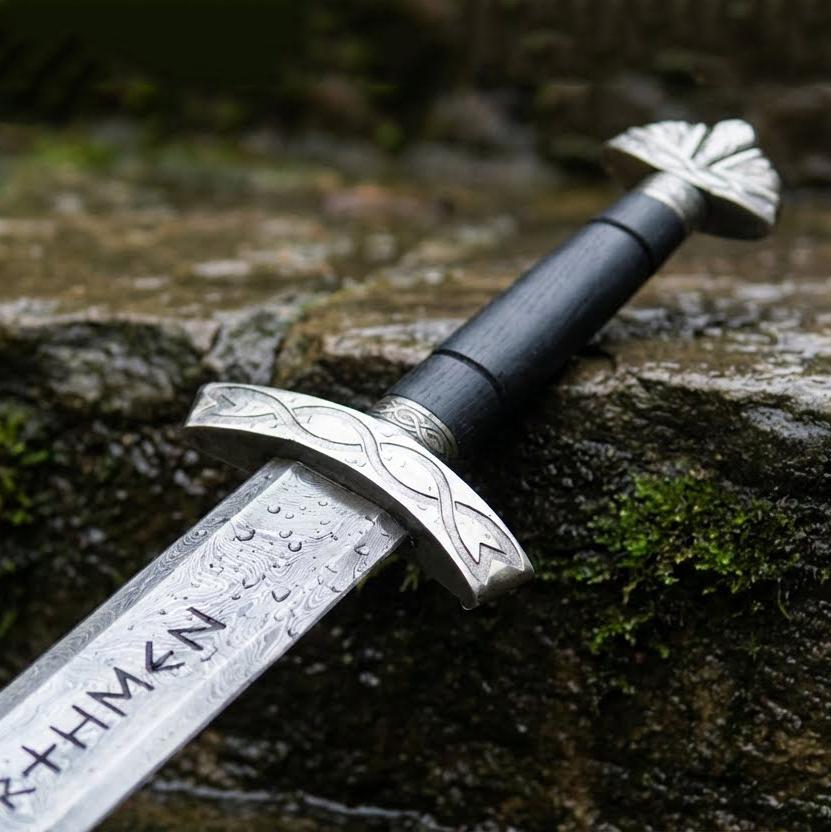Viking Costume & LARP - Hand Crafted Northmen Damascus Steel Viking Sword, Custom Handmade Blade