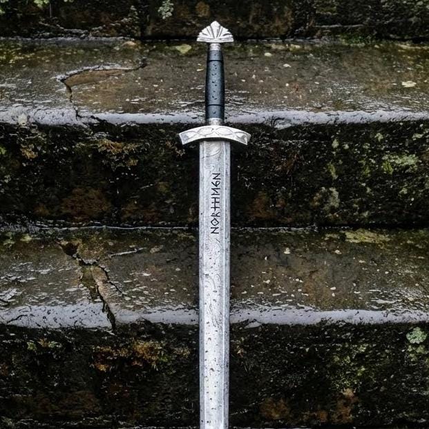 Viking Costume & LARP - Hand Crafted Northmen Damascus Steel Viking Sword, Custom Handmade Blade