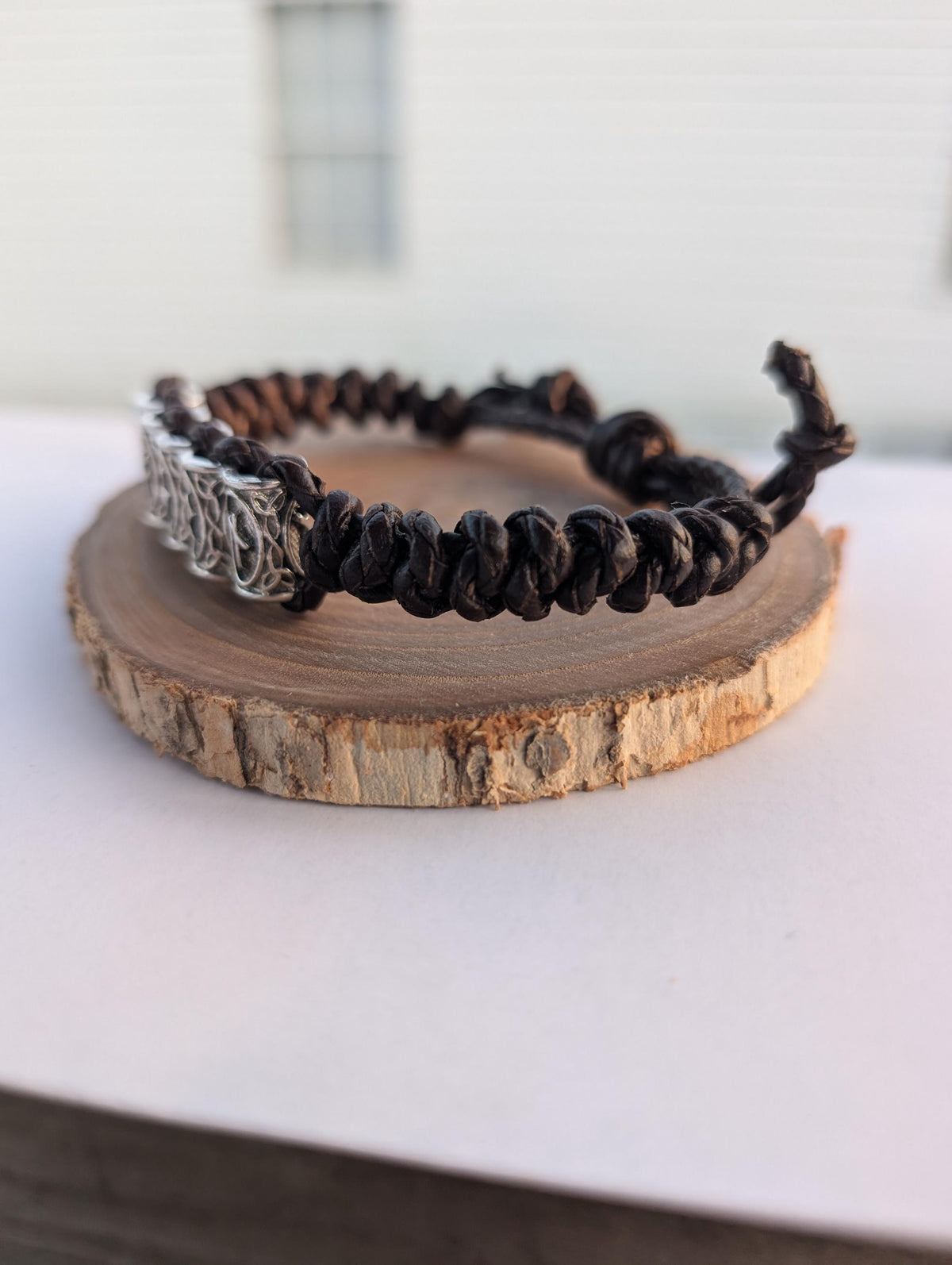 Viking Rune Bracelet - Handmade Celtic Viking Leather Bracelet with Runes: Personalized Name