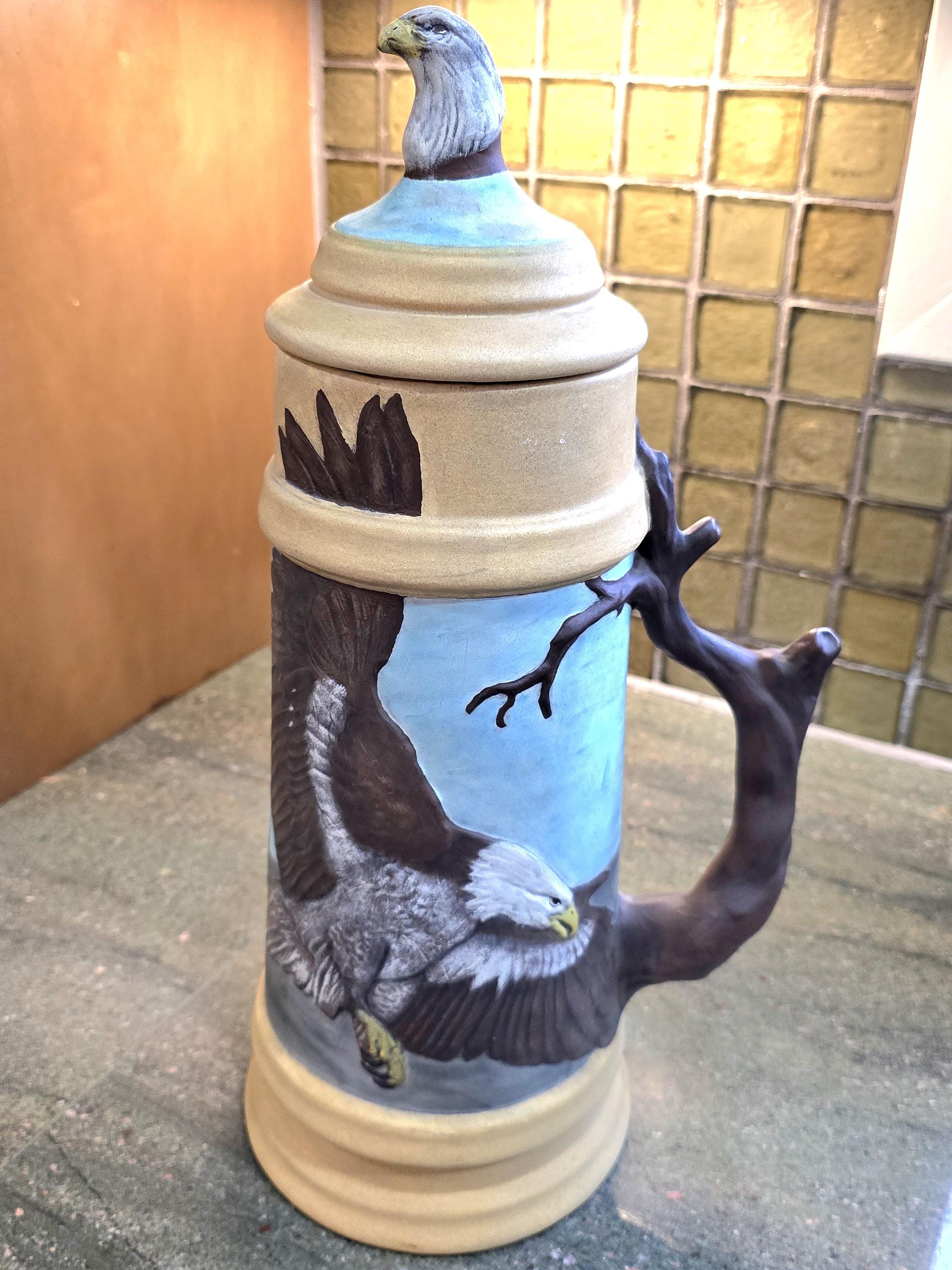 Viking Mug - Vintage Medieval Fantasy Ceramic Beer Stein Wizard Lid Viking Warrior Christmas Gift