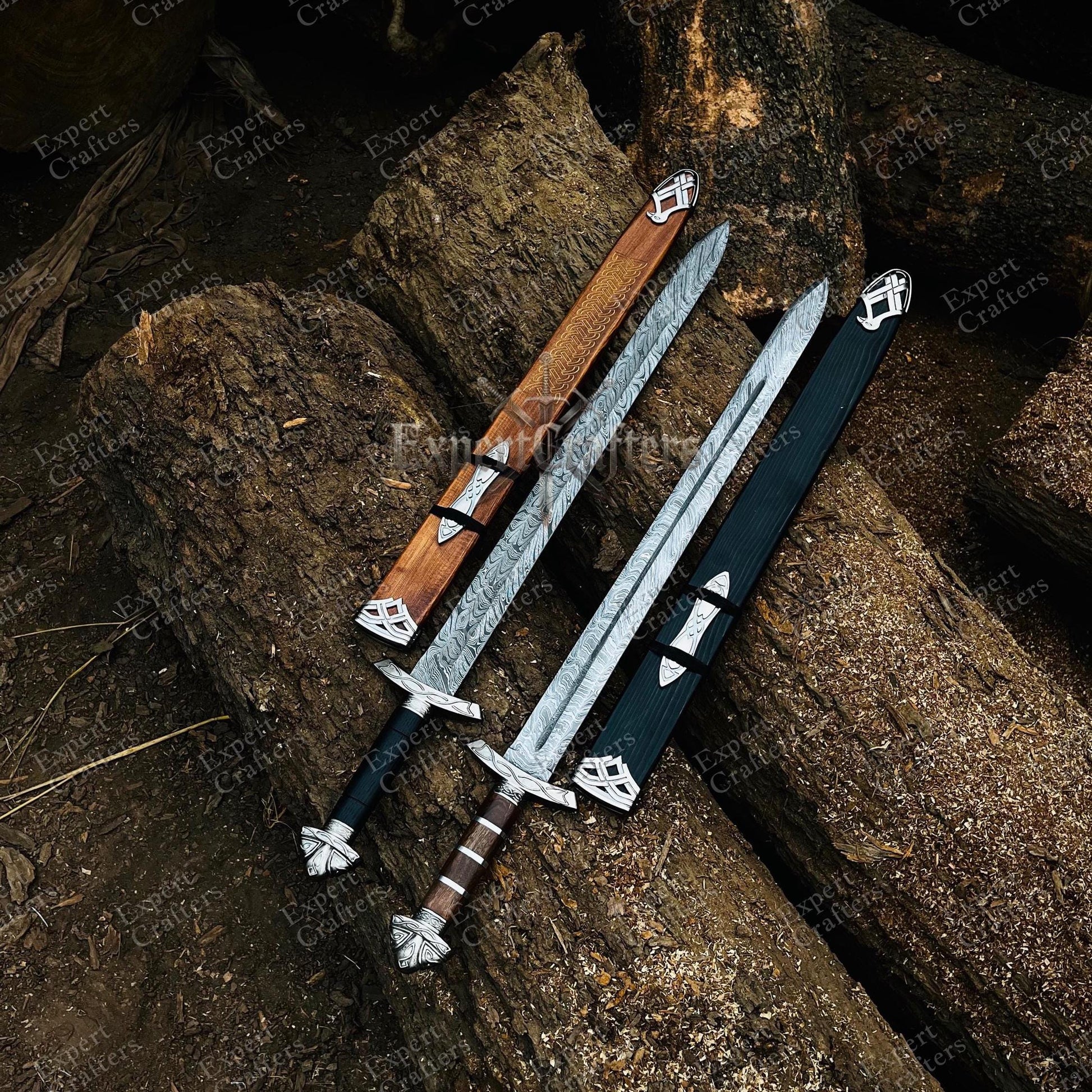 Viking Weapon Replica - Hand Forged Northmen Damascus Sword Replica, Authentic Viking Inspired