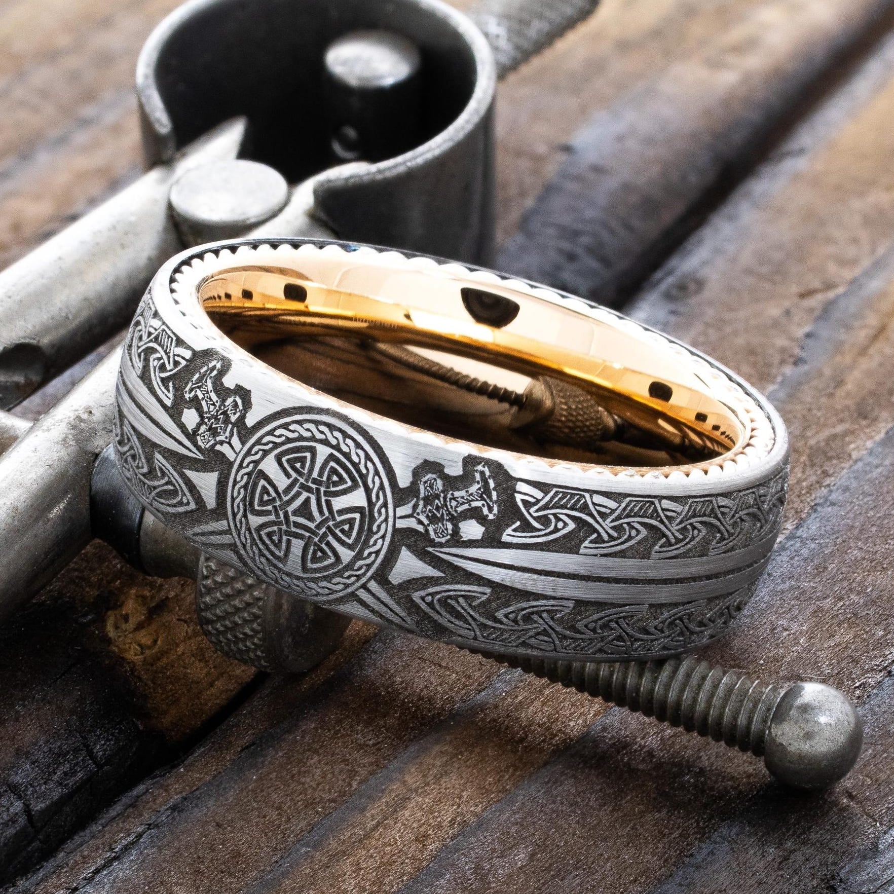 Viking Thor's Hammer Ring - Viking Thor Hammer Axe Ring, Norse Warrior Sterling Silver Jewelry
