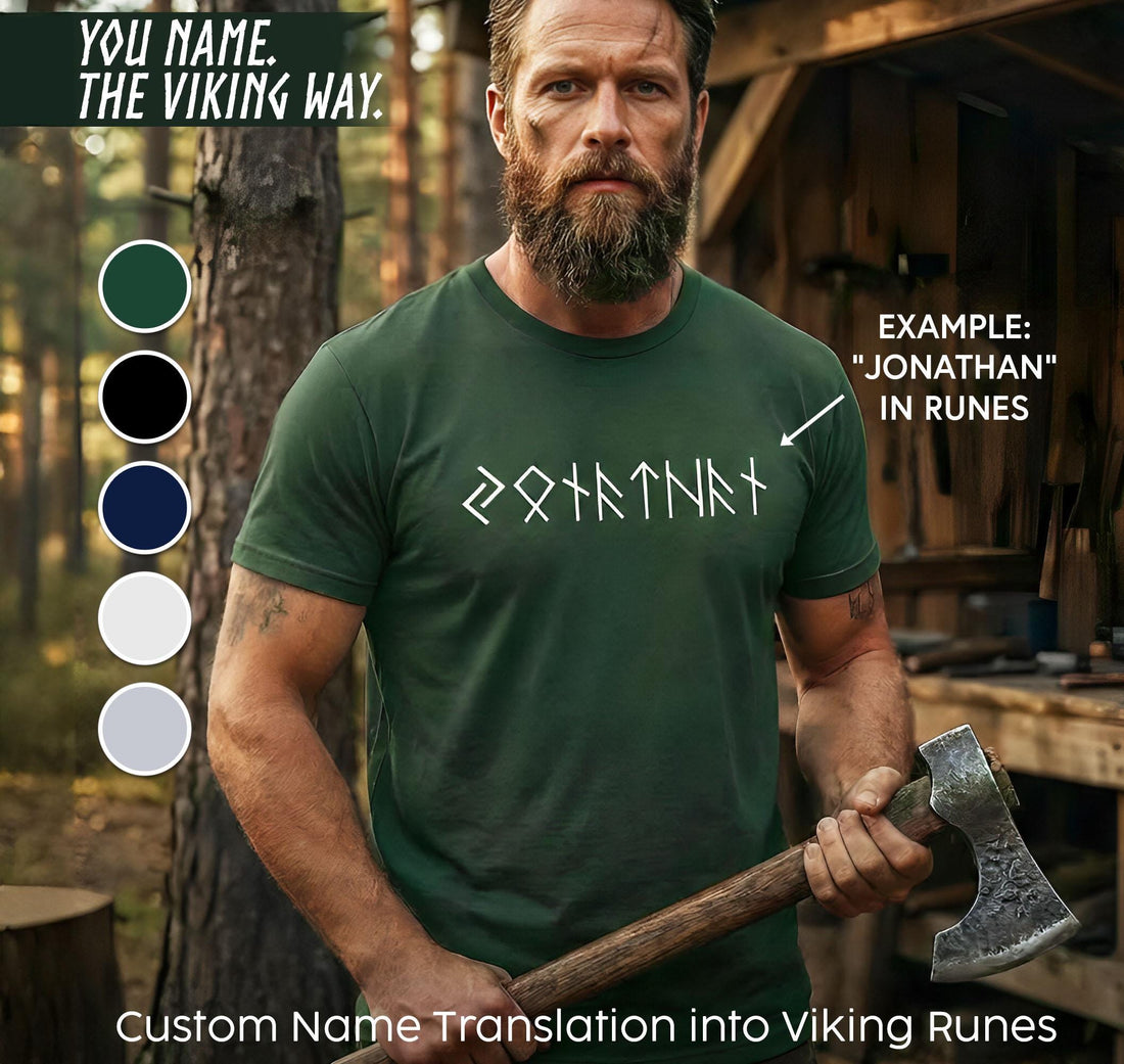 Viking Rune Home Decor - Personalized Viking Name Shirt, Name In Runes Viking, Custom Futhark Runes
