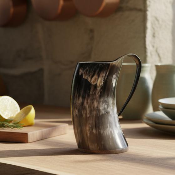 Viking Mug - Handcrafted Viking Horn Mug with Handle: Norse Mead Cup 500-700ml