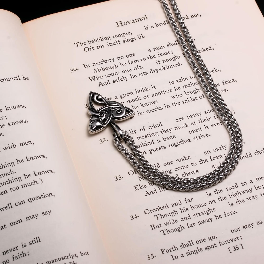 Viking Necklace - Viking Trinity Freya's Cat Small Stainless Steel Pendant Necklace