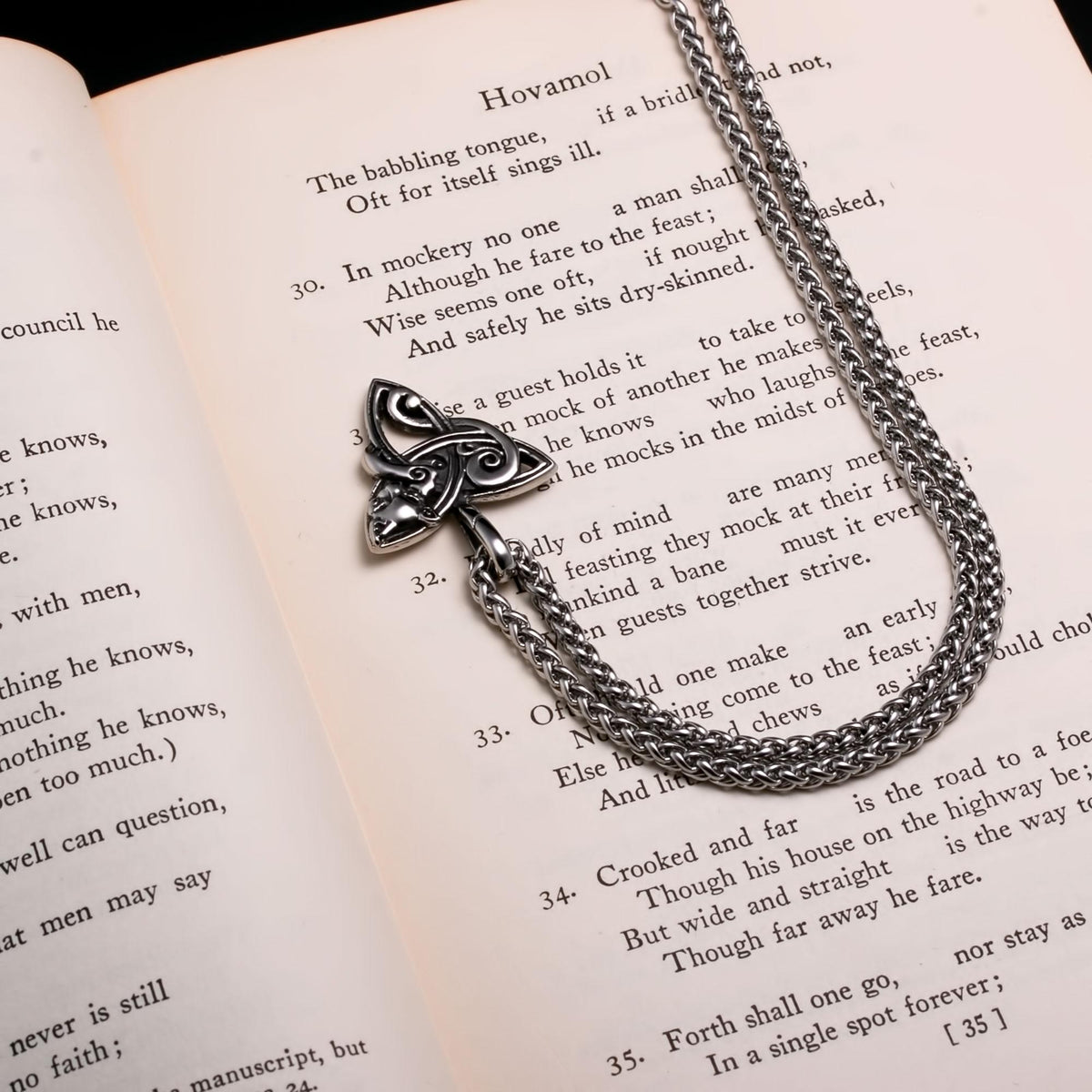 Viking Necklace - Viking Trinity Freya's Cat Small Stainless Steel Pendant Necklace