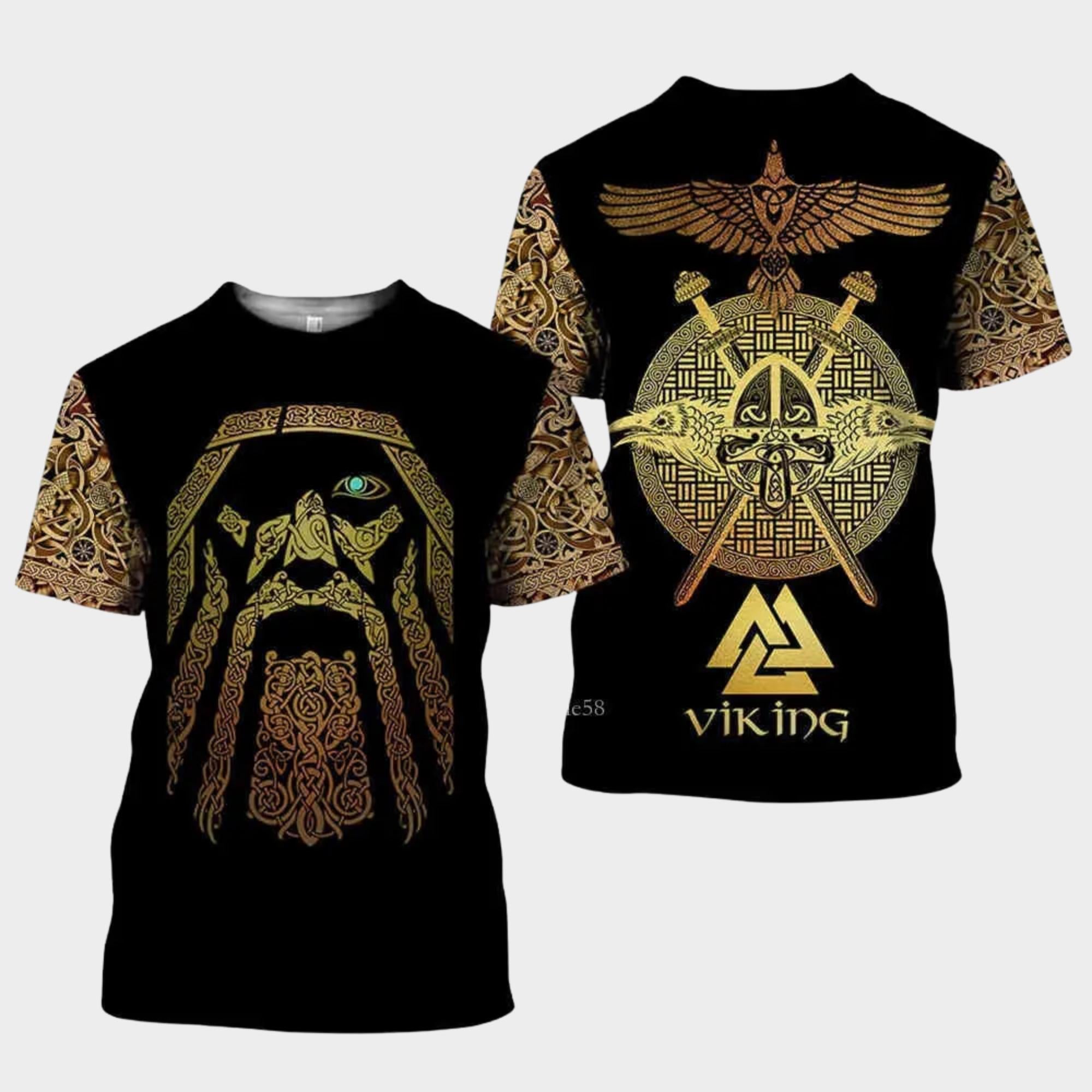 Viking Odin Hoodie - Viking Norse Mythology Hoodie, Vegvisir Compass Dragon Odin Art, Nordic Runes