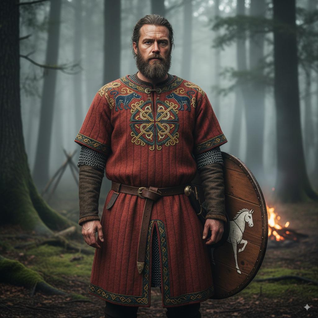 Viking T-Shirt - Embroidered Viking Tunic: Pure Lambs wool with cotton Lining, Reenactment Garb