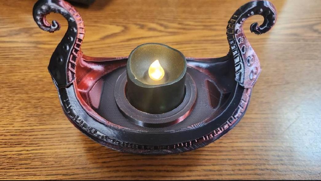 Viking Longship Home Decor - Viking Longship Tealight Holder: Kraken Design, Nordic Decor