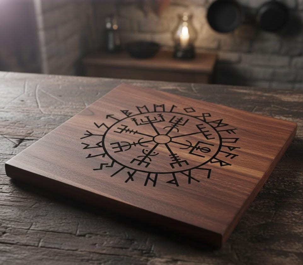 Viking Vegvisir Compass Rug - Viking Vegvisir Rug, Nordic Compass Area Carpet, Norse Mythology Home