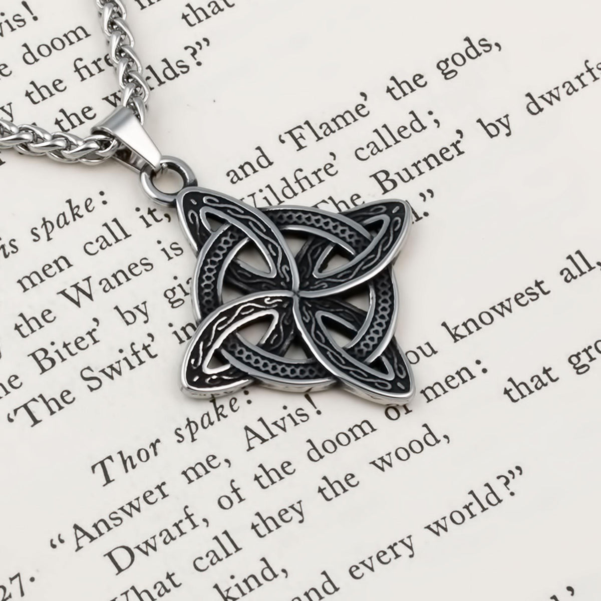 Viking Necklace - Viking Trinity Freya's Cat Small Stainless Steel Pendant Necklace