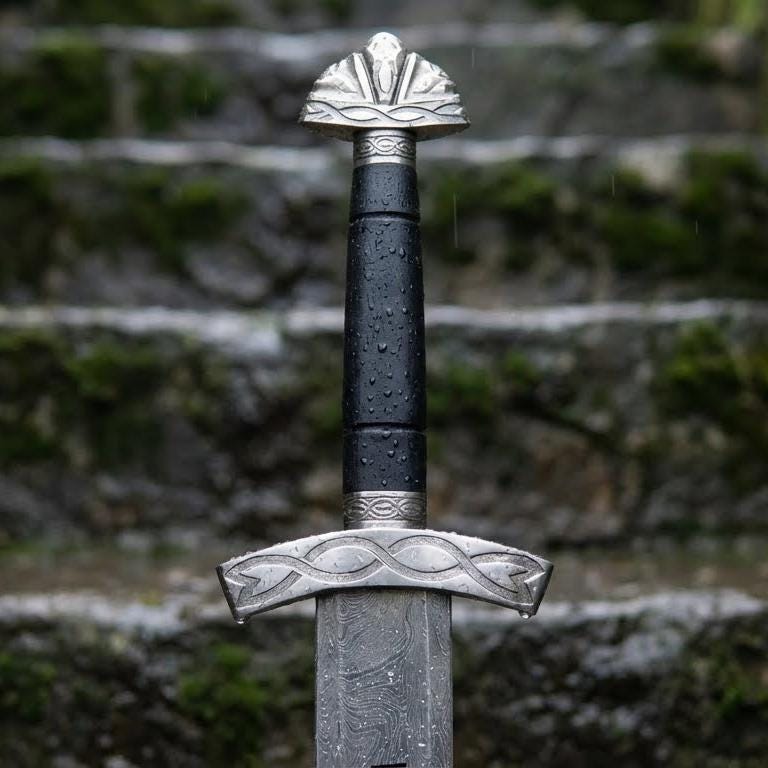 Viking Costume & LARP - Hand Crafted Northmen Damascus Steel Viking Sword, Custom Handmade Blade