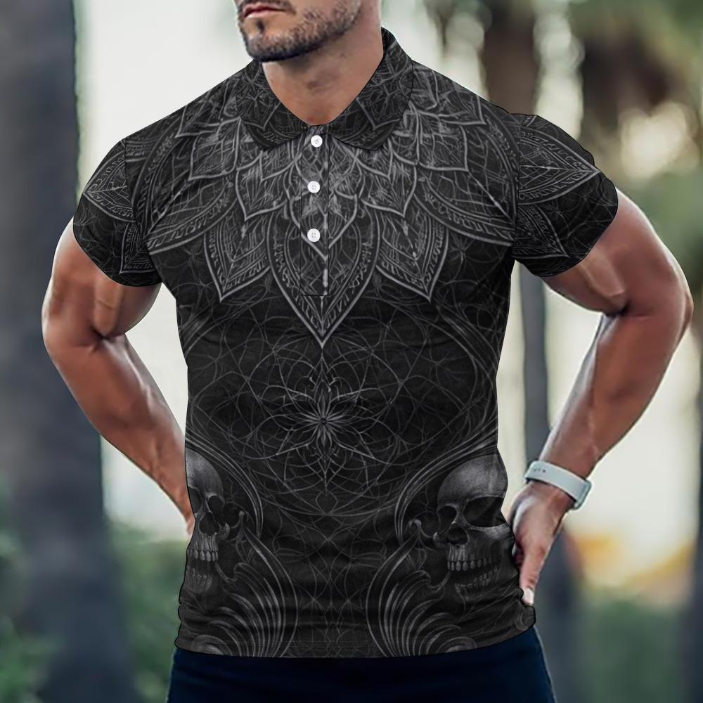 Viking Rune T-Shirt - Runer Viking Dark Tribal Pattern Grunge Men's Polo Shirt S-5XL