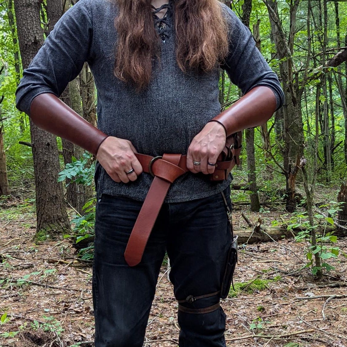 Viking Ring - Medieval Ring Belt, Black Faux Leather Renaissance Viking Cosplay Waist Belt, LARP