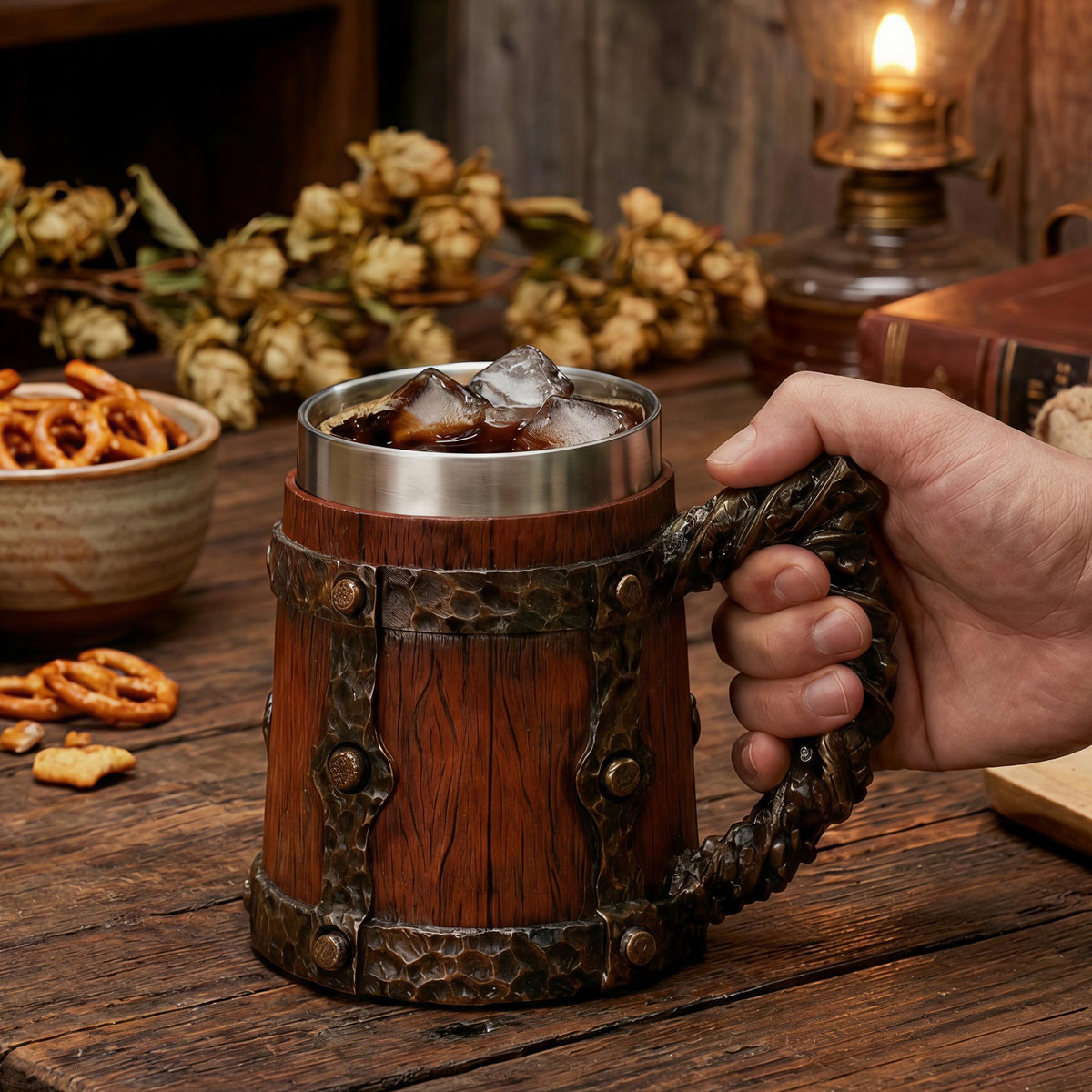 Viking Thor's Hammer Mug - Viking horn-Norse symbol engraved Horn Mugs - Vegvisir, Thor's Hammer