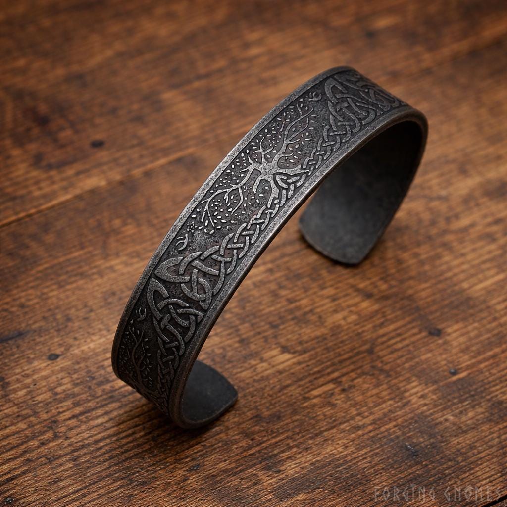 Viking Home Decor - Viking Black Bracelets ''old-school'' Set – Norse Symbols Stainless Steel Cuff