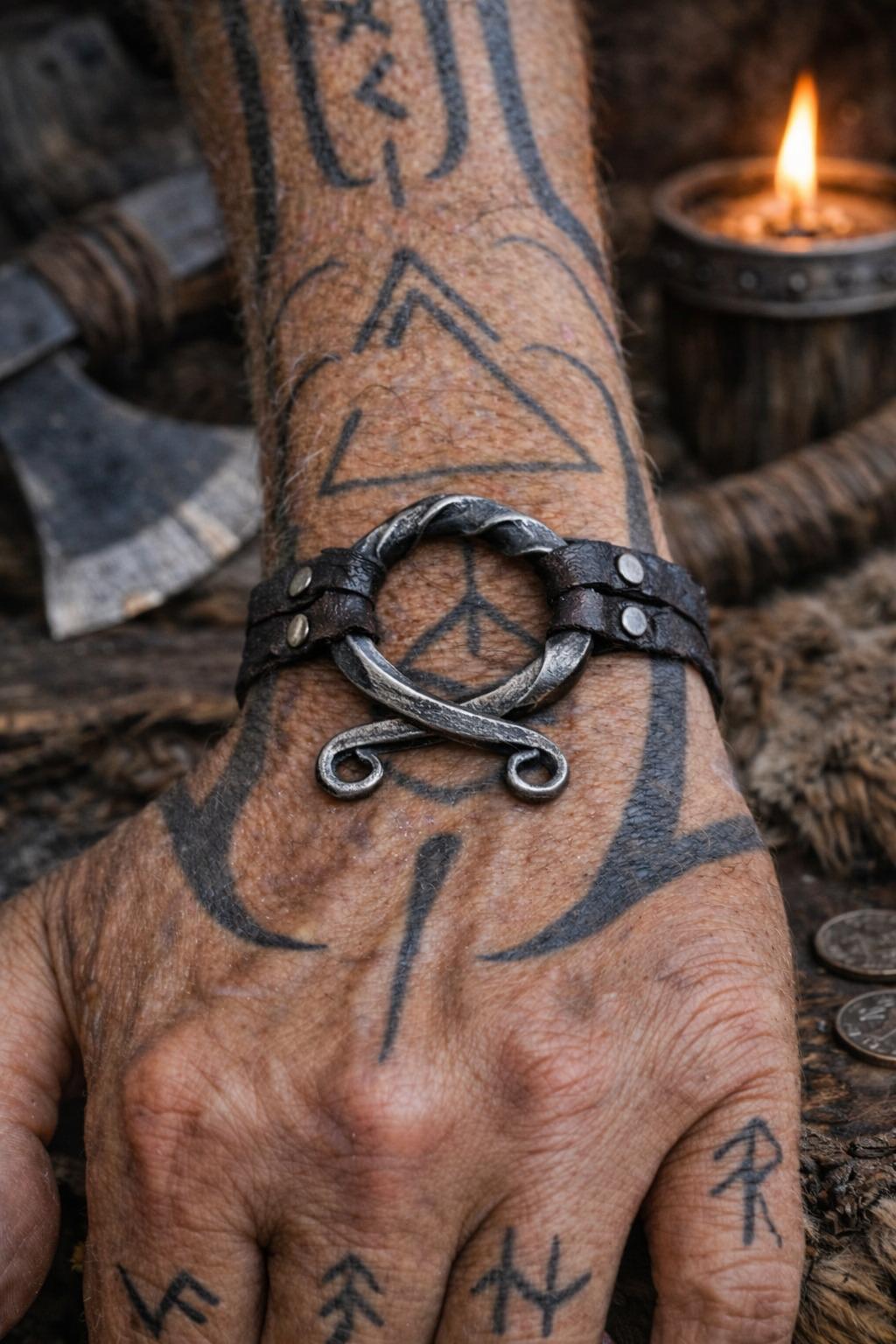 Viking Bracelet - viking leather bracelet for man and women adjustable norse symbol bracelet
