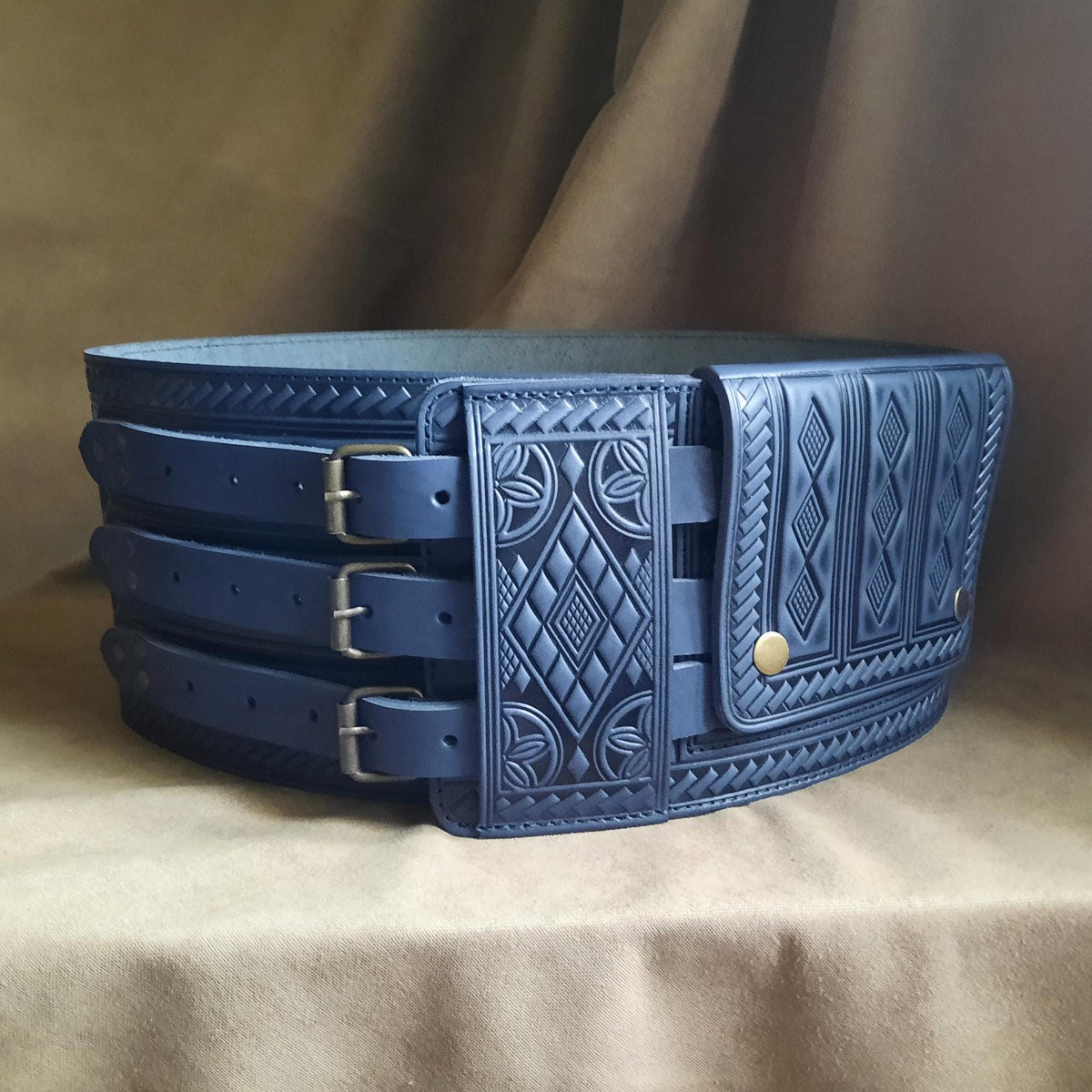 Viking Costume & LARP - Handmade Black Wide Leather Corset Belt, Viking Costume Belt