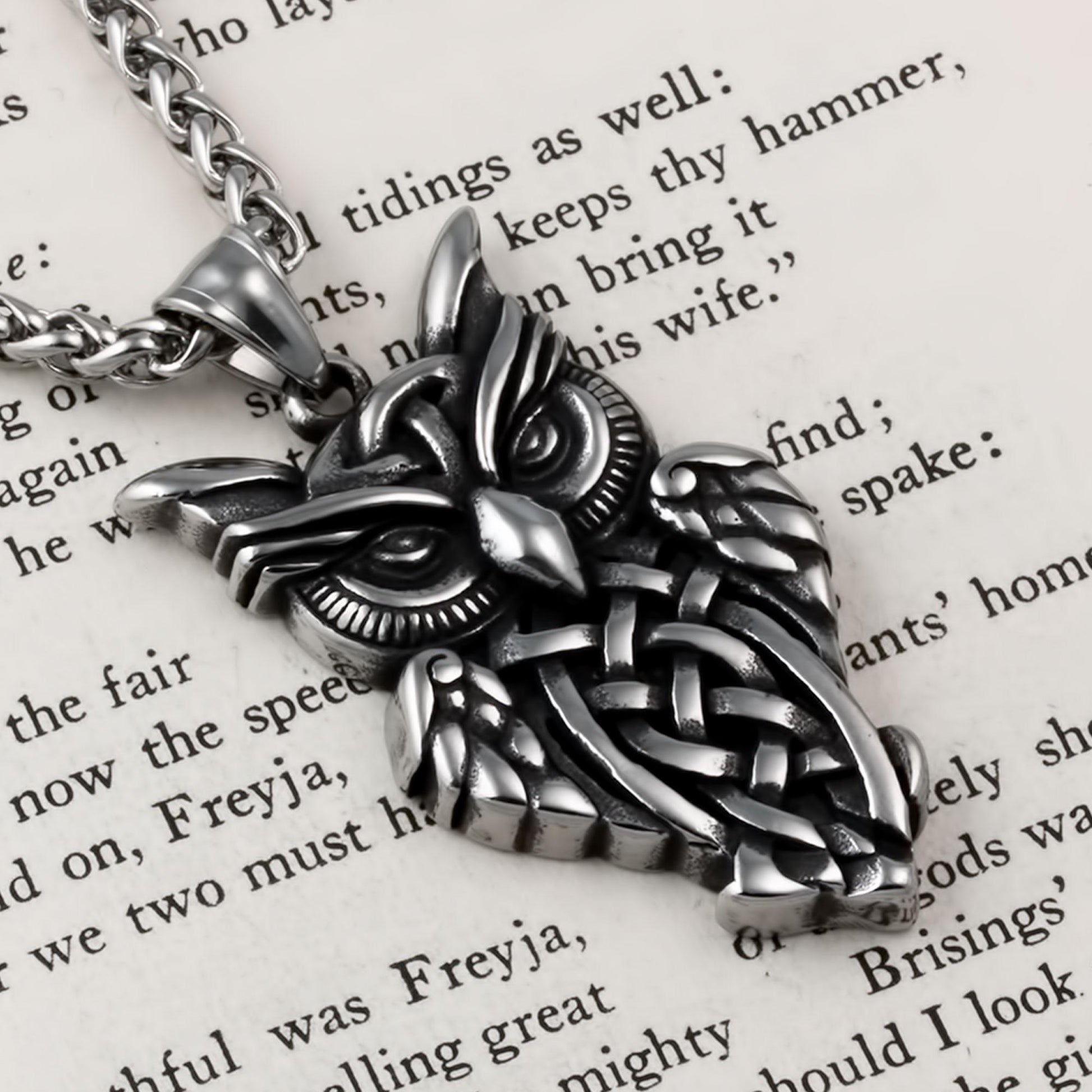 Viking Necklace - Viking Trinity Freya's Cat Small Stainless Steel Pendant Necklace