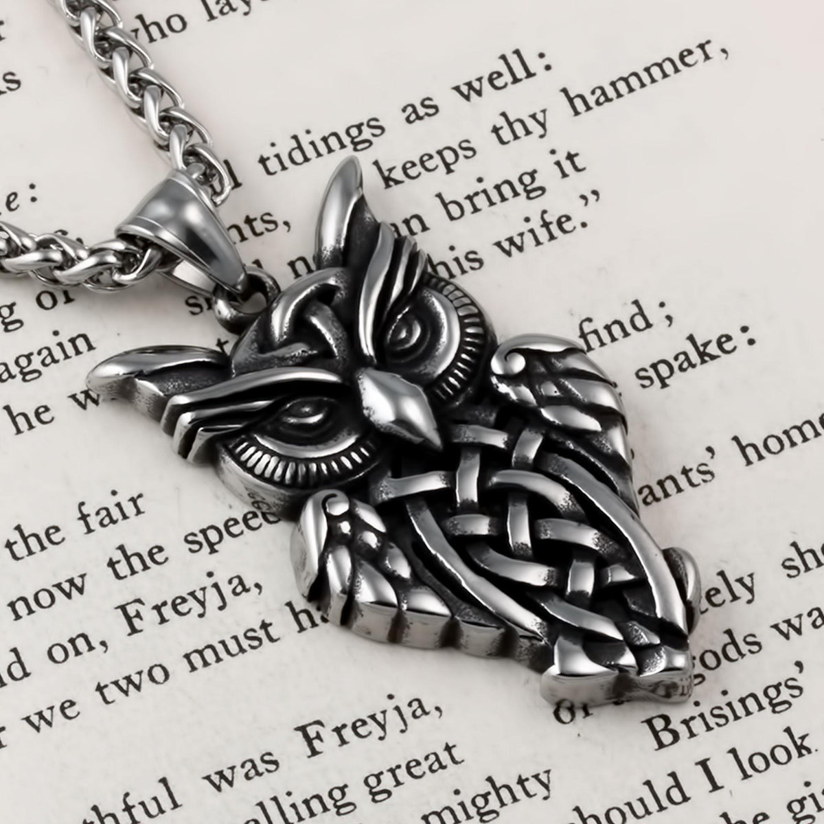 Viking Necklace - Viking Trinity Freya's Cat Small Stainless Steel Pendant Necklace