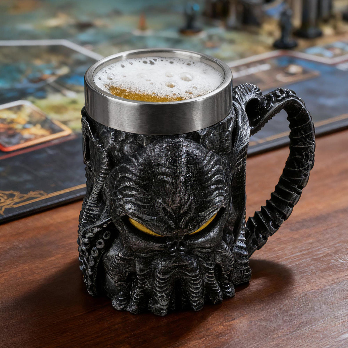Viking Mug - Norse Warrior & Dragon Handle Stainless Steel Ale Mug