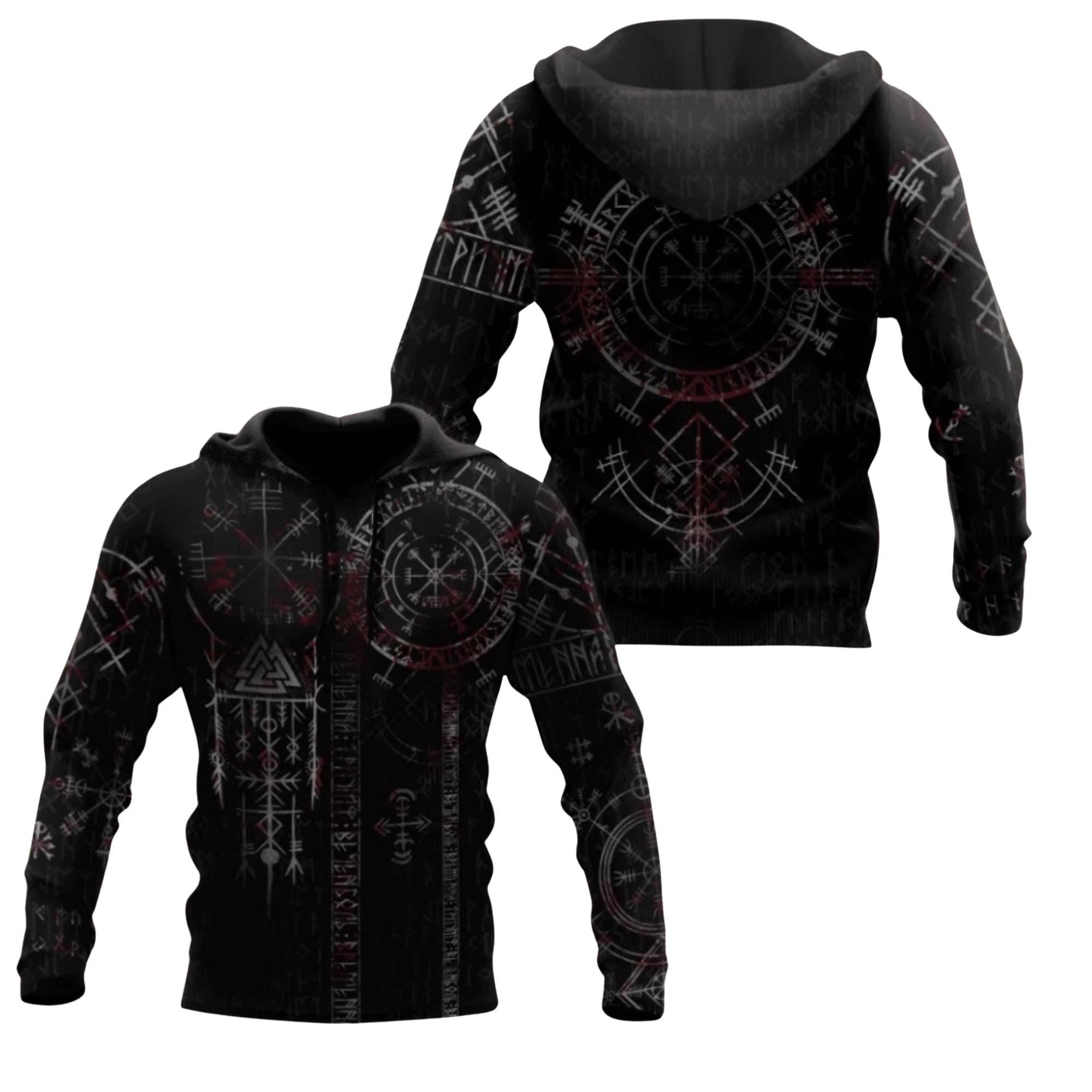 Viking Hoodie - Viking Axe Zip Up Hoodie, Norse Warrior Quote, Unisex Motivational Jacket