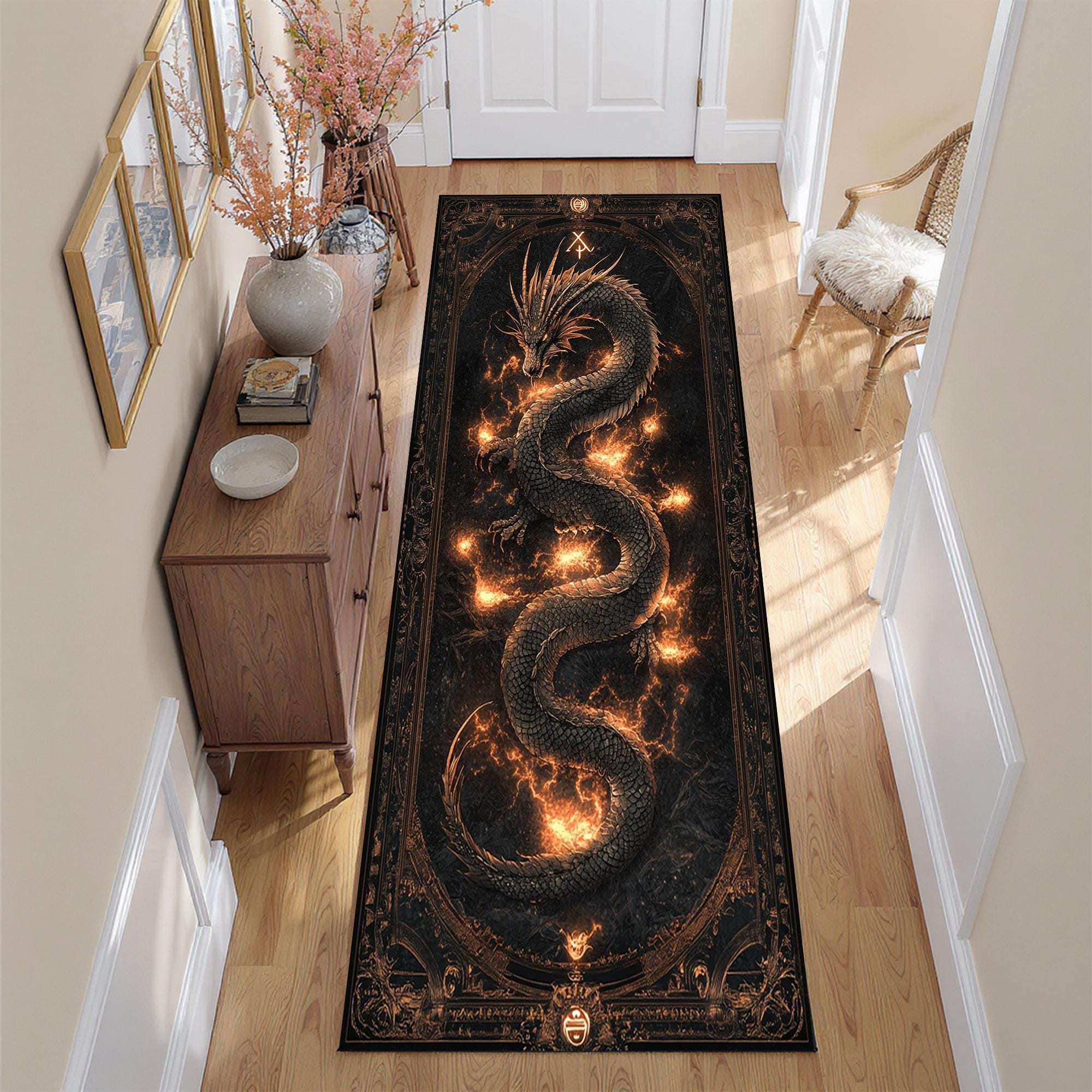 Viking Rug - Viking Dragon Knotwork Rug, Norse Mythology, Celtic Serpent Warrior (40x60cm)