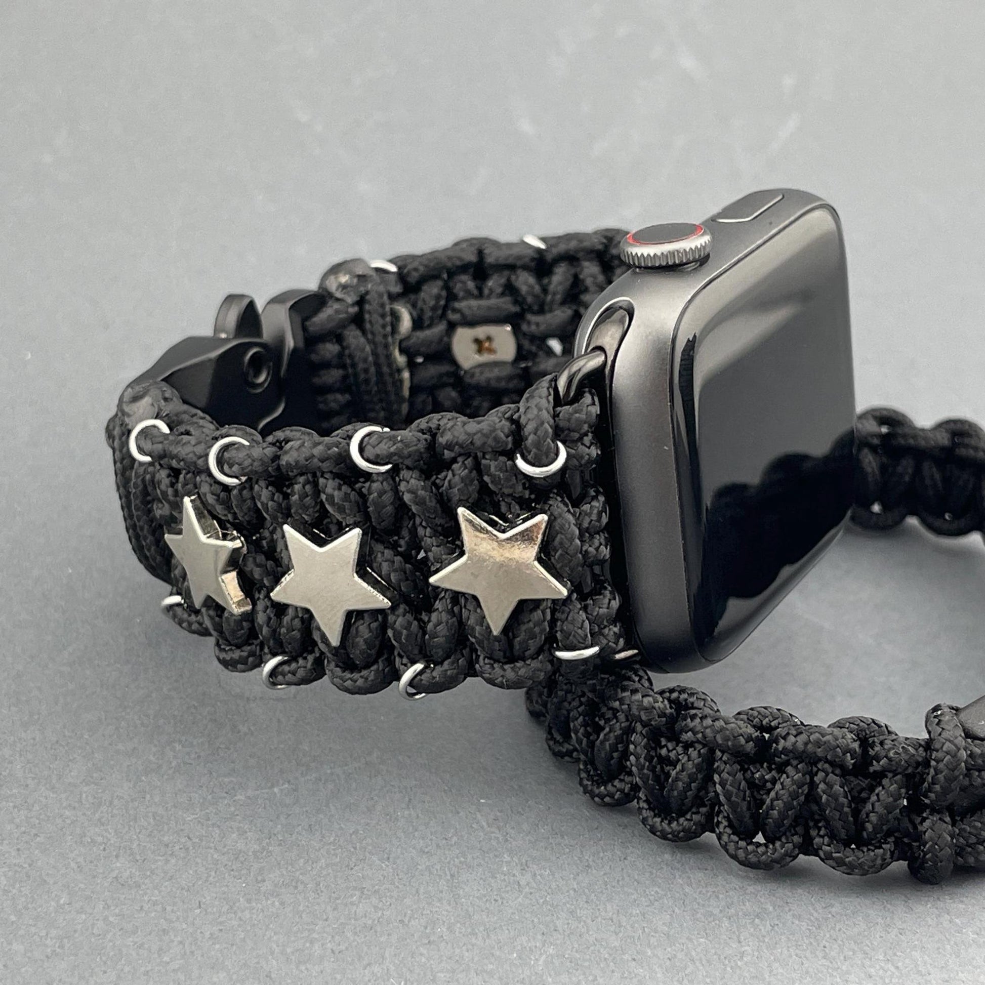 Viking Rune Bracelet - Silver Futhark Runes Bracelet for Apple Watch Nordic Runic Style Black