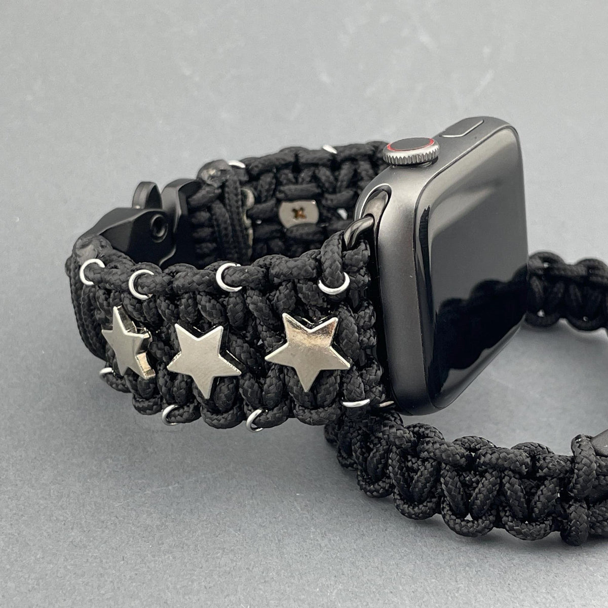Viking Rune Bracelet - Silver Futhark Runes Bracelet for Apple Watch Nordic Runic Style Black