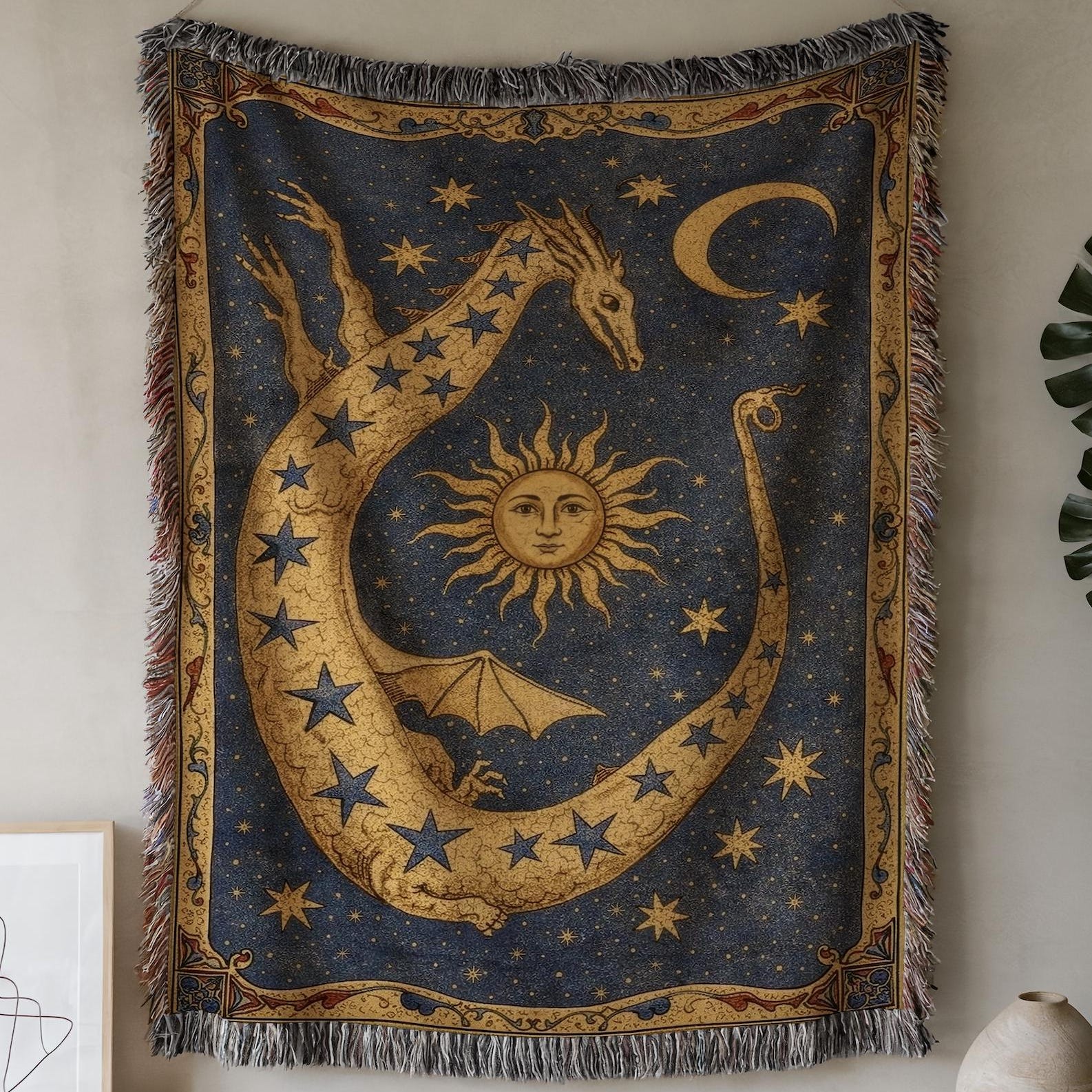 Viking Rug - Viking Dragon Knotwork Rug, Norse Mythology, Celtic Serpent Warrior (40x60cm)