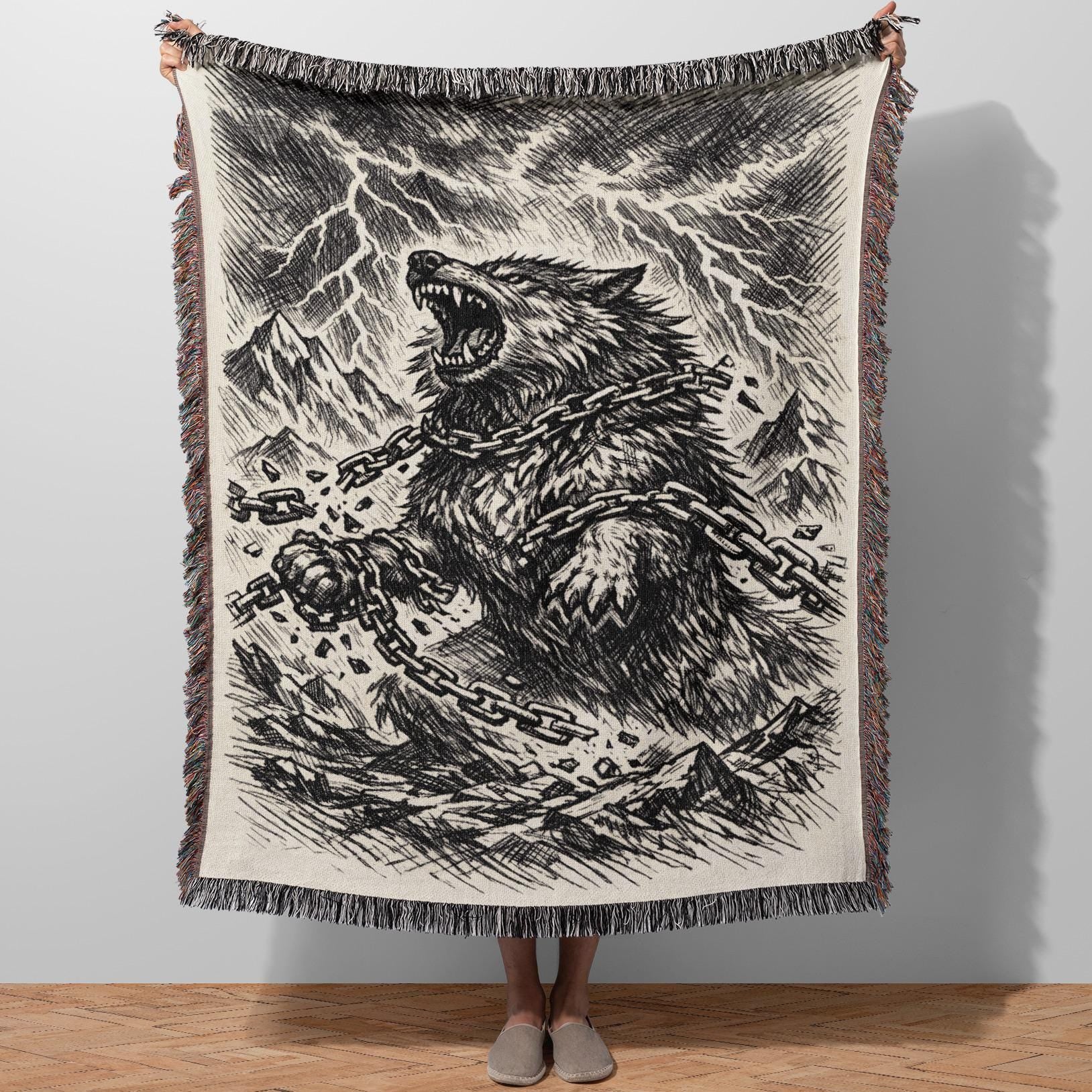 Viking Odin Blanket - Norse Mythology Woven Blanket - Odin Valknut Throw, Viking Warrior Art Gift