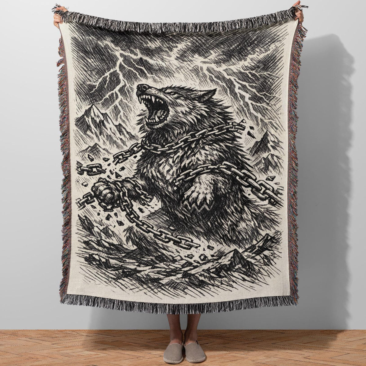 Viking Odin Blanket - Norse Mythology Woven Blanket - Odin Valknut Throw, Viking Warrior Art Gift
