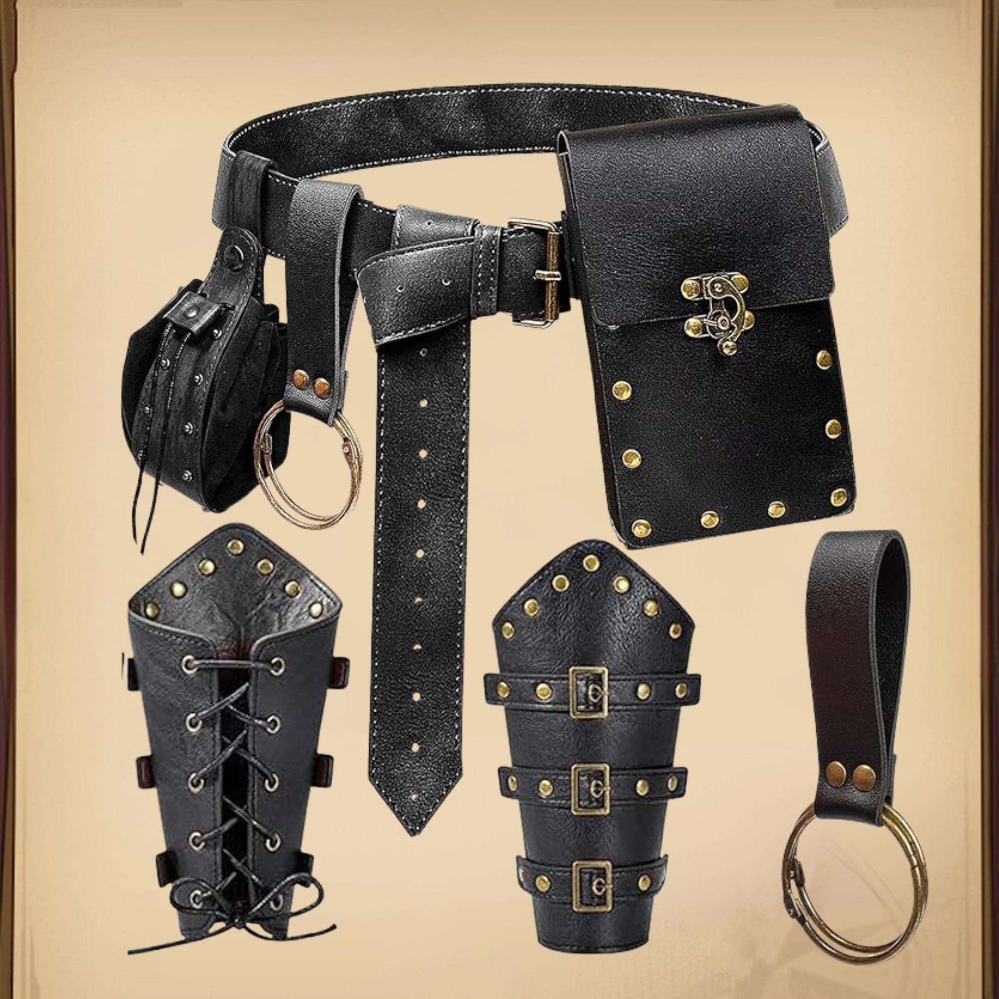 Viking Leather Accessory - Embossed Viking belt from brown or black 3, 2mm leather, with bronze