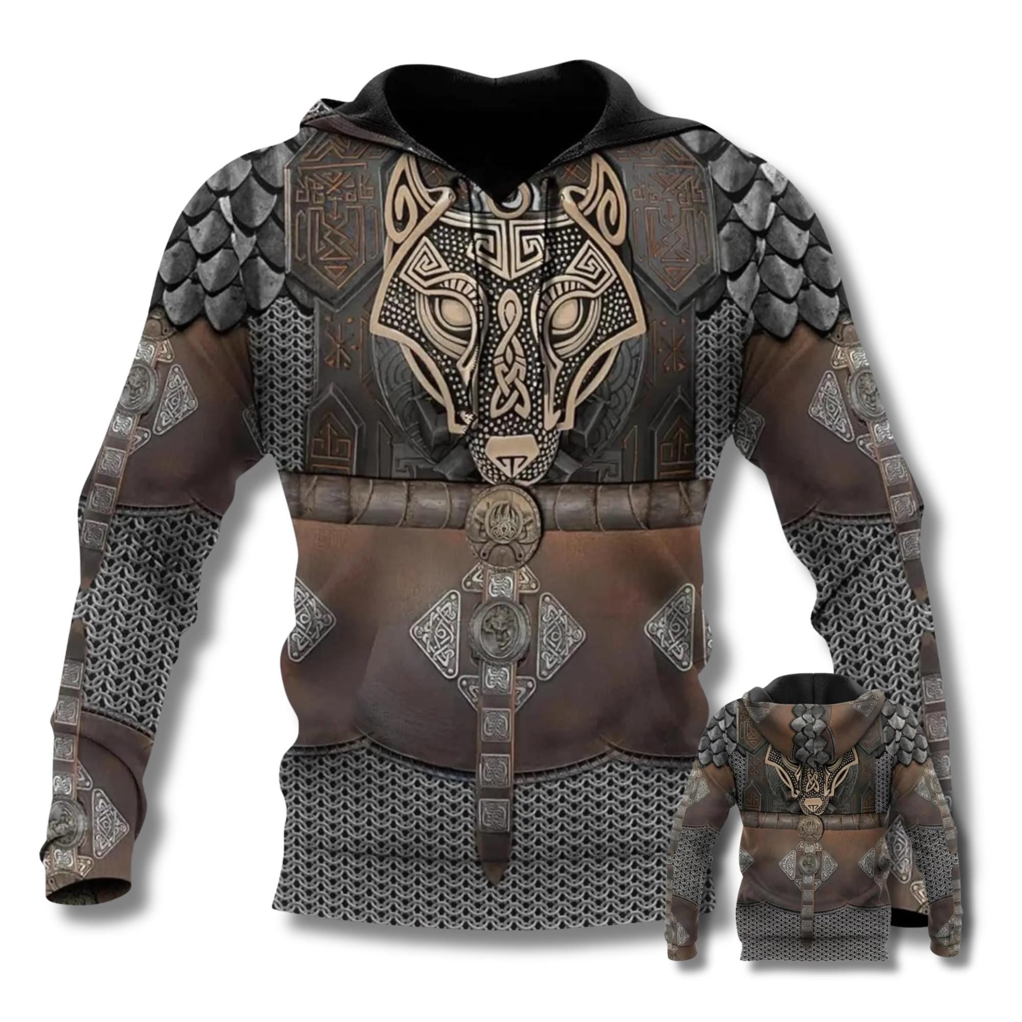 Viking Odin Hoodie for Men, Norse God Warrior Pullover