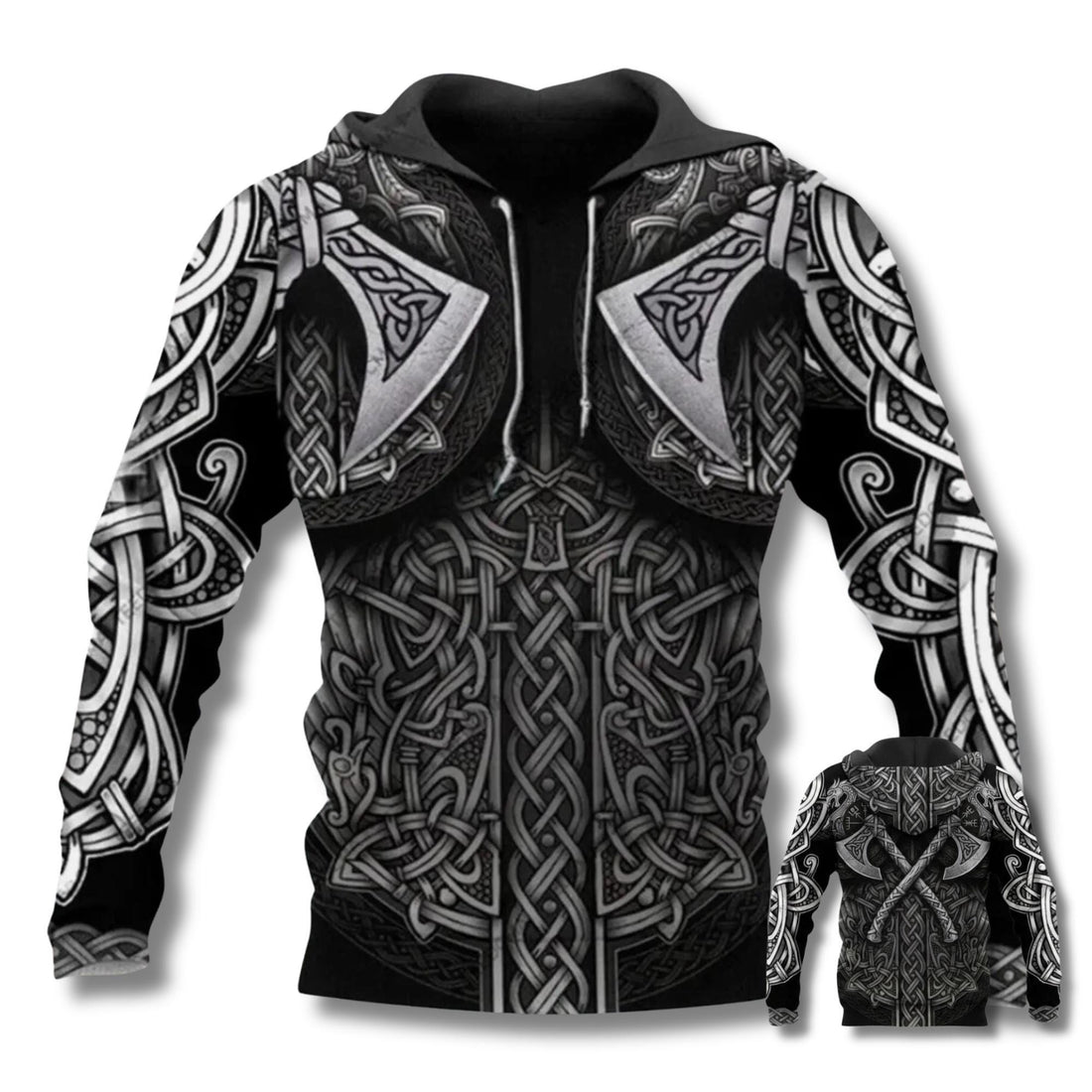 Viking Odin Hoodie for Men, Norse God Warrior Pullover