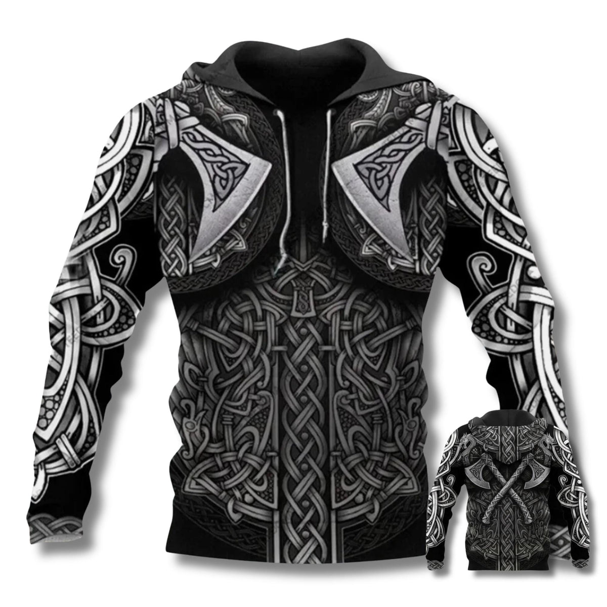 Viking Odin Hoodie for Men, Norse God Warrior Pullover