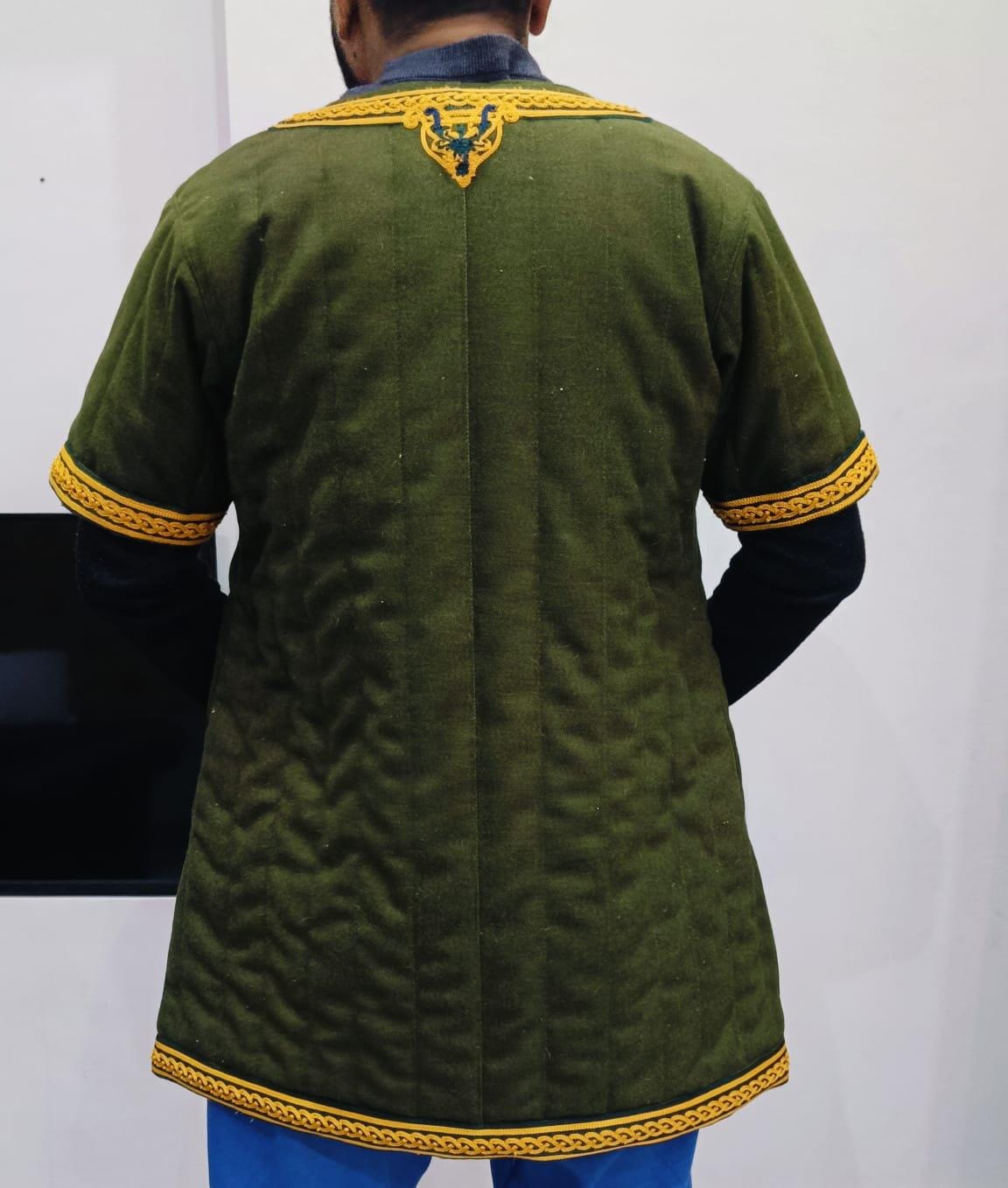 Viking T-Shirt - Embroidered Viking Tunic: Pure Lambs wool with cotton Lining, Reenactment Garb