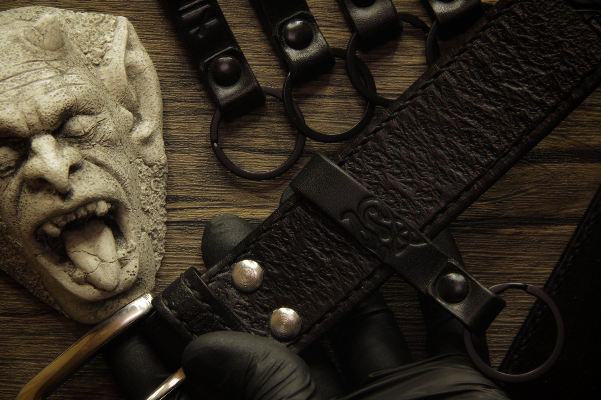 Viking Leather Accessory - Key fob "Head of Jormungandr". A personalized gift for Vikings.