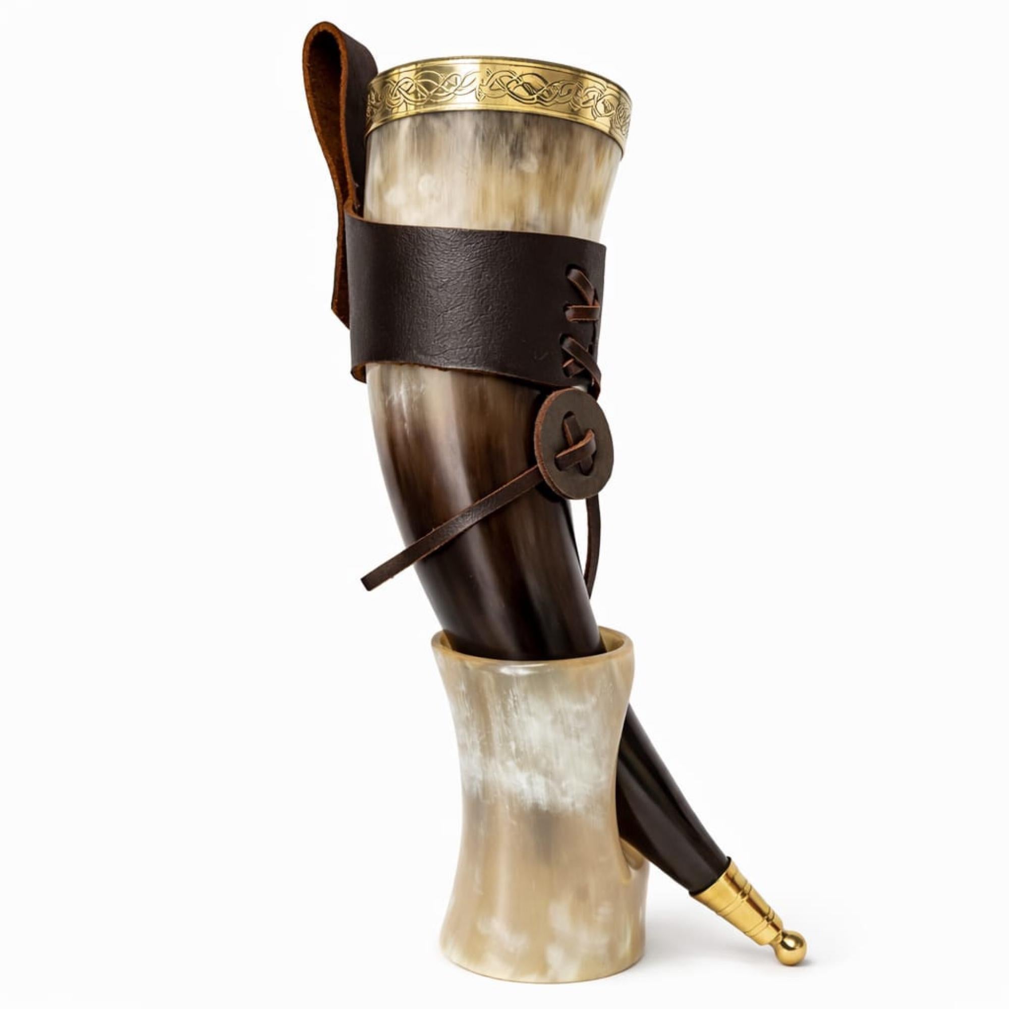 Viking Mug - Viking Drinking Horn Jormungandr Engraved, Handmade Bovine Horn Mug, Norse Mead Horn