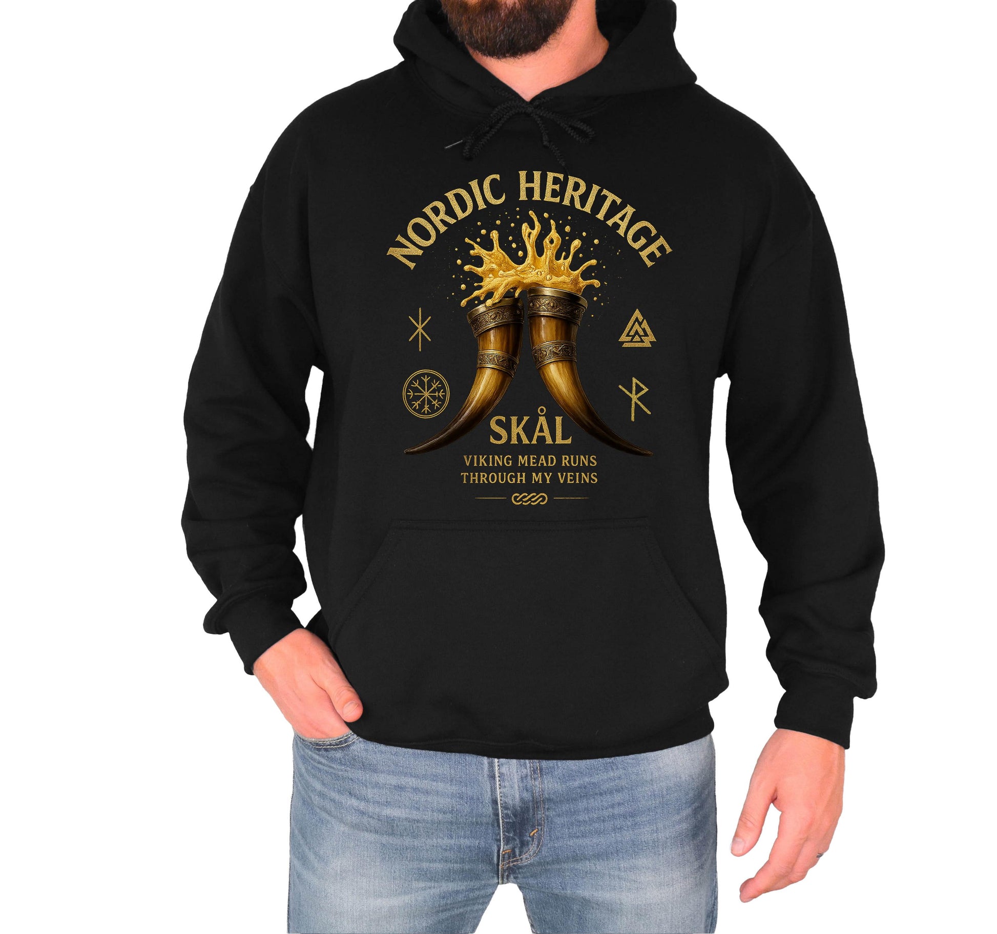 Viking Longship Hoodie - Norse Viking, Longship, Heavy Blend Hoodie