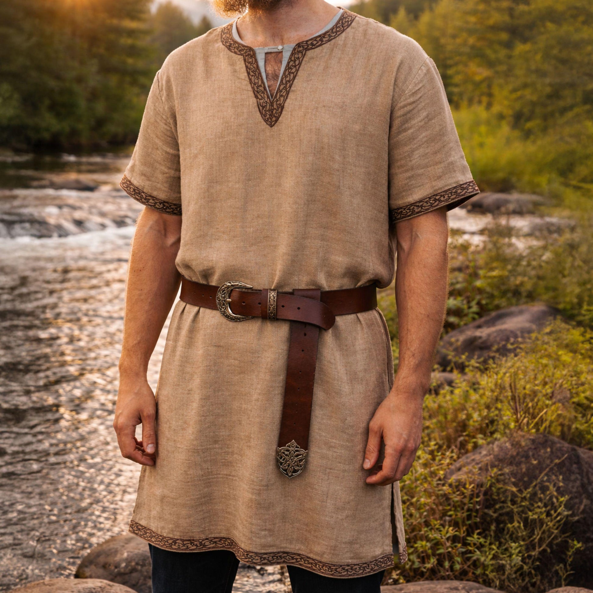 Viking Leather Accessory - Viking Leather Belt – Brown Buffalo Leather with Brass Buckle