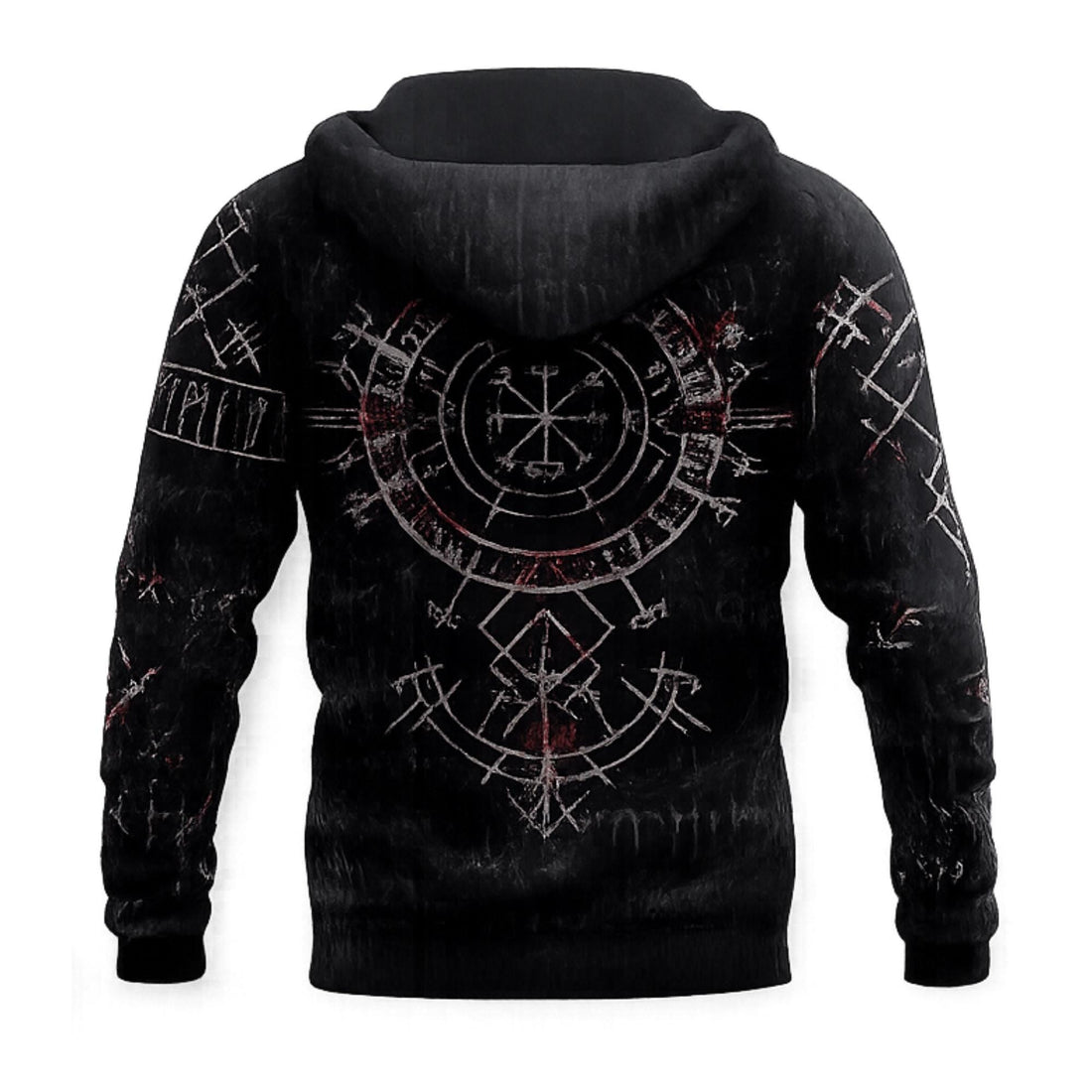 Viking Valknut Hoodie - Viking Runes Hoodie with Vegvisir Compass, Valknut Symbols, Norse Mythology